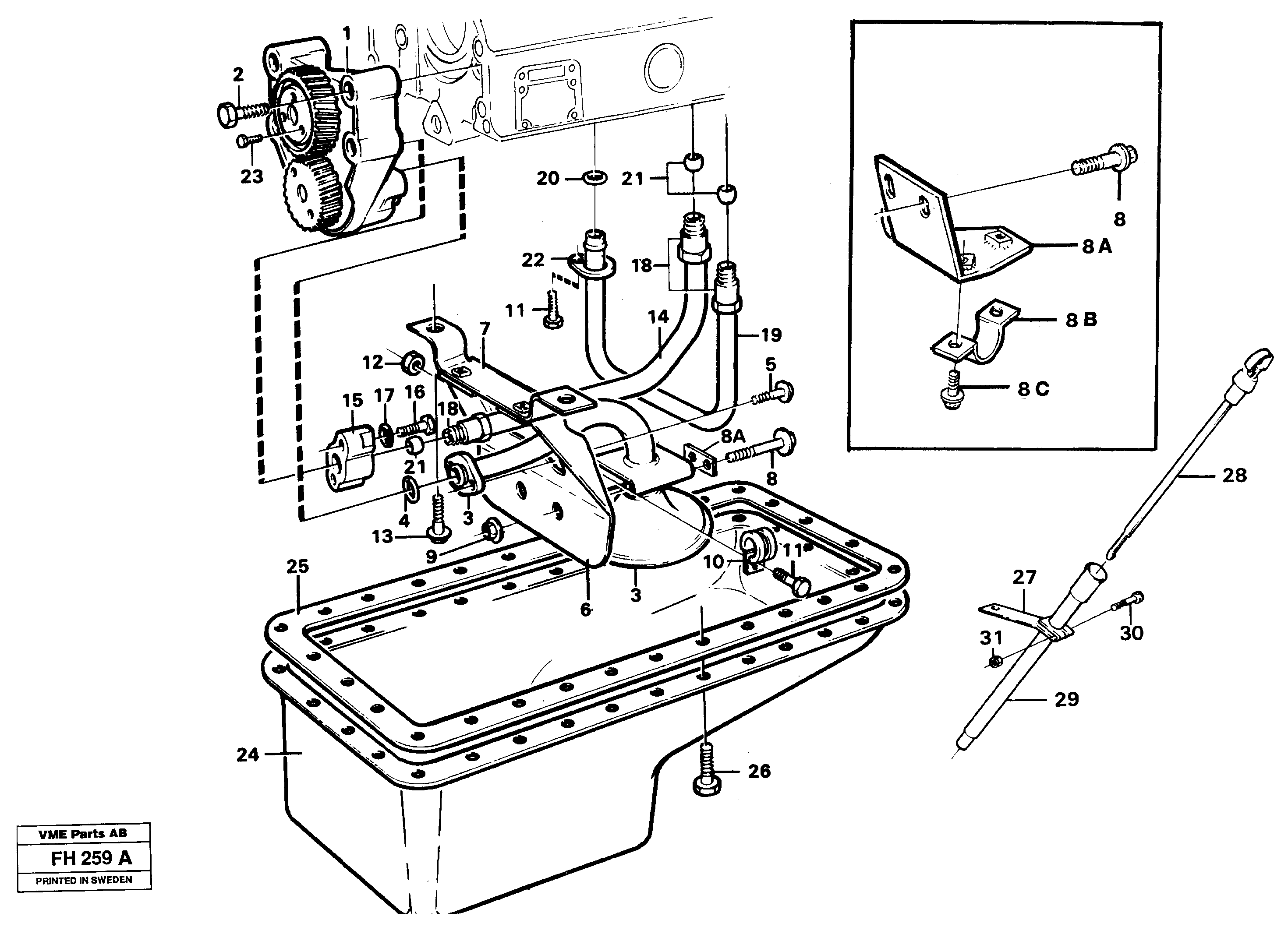 Lubricating oil system  TD 71 GE, ENG - 77855 — volvo parts diagram