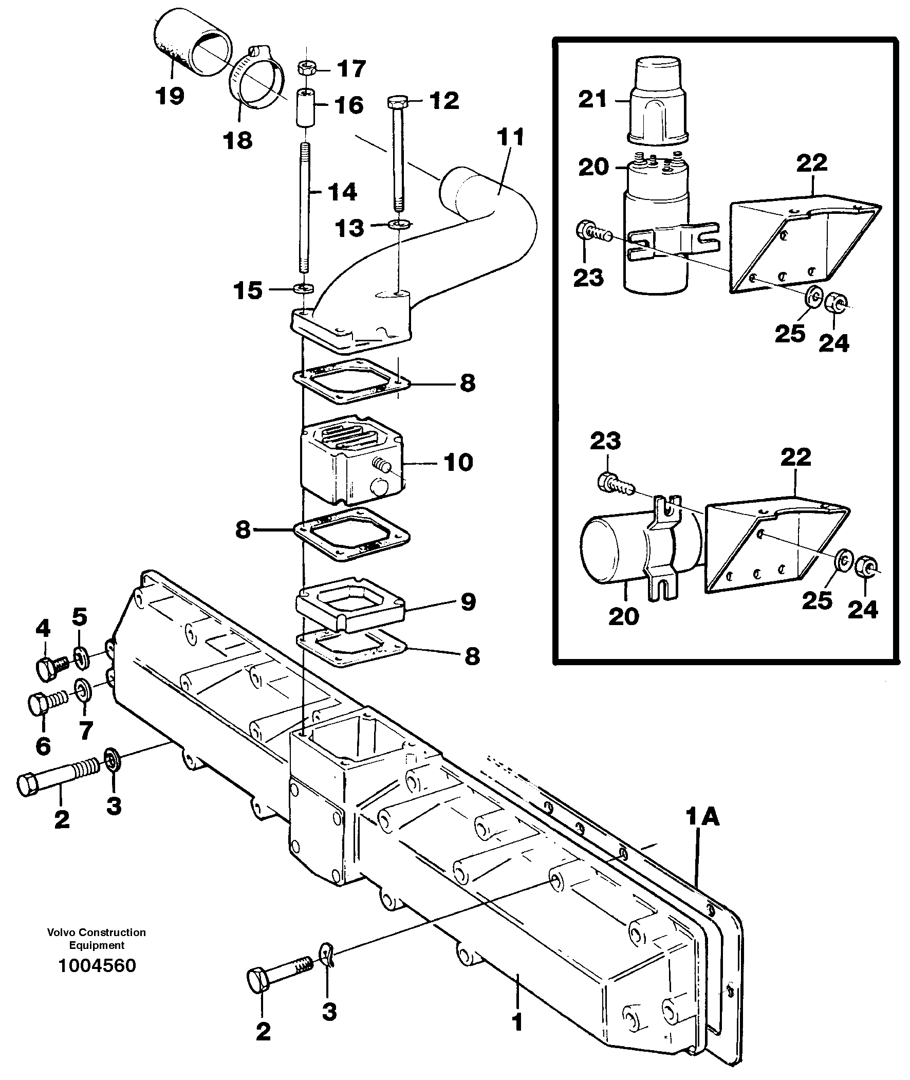 Induction manifold with fitting parts — volvo parts diagram