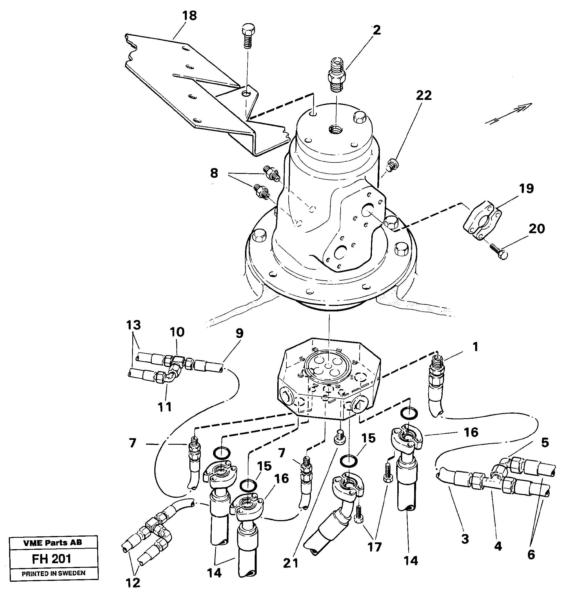 Centre passage with hoses and fittings — volvo parts diagram