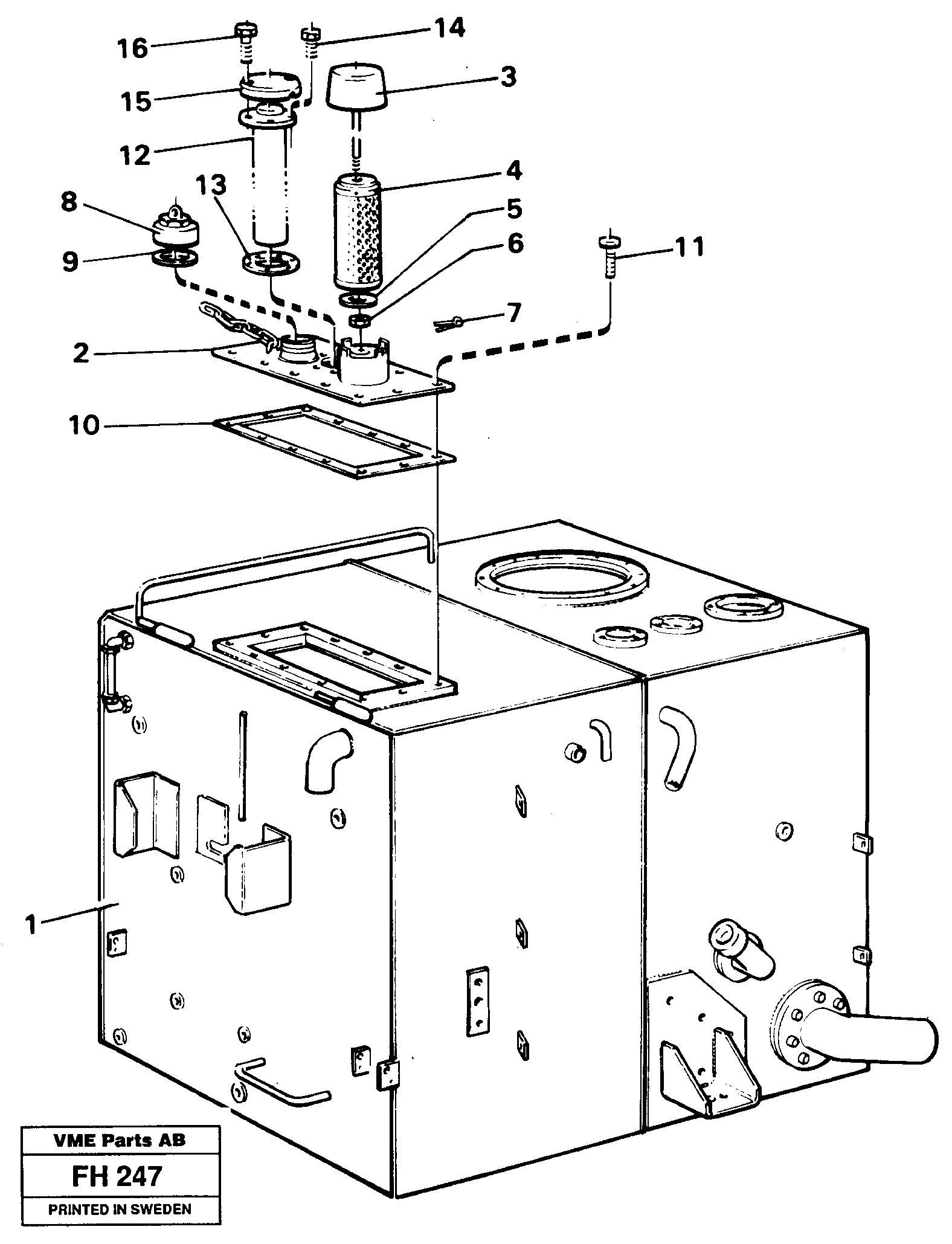 Fuel tank with fitting parts — volvo parts diagram