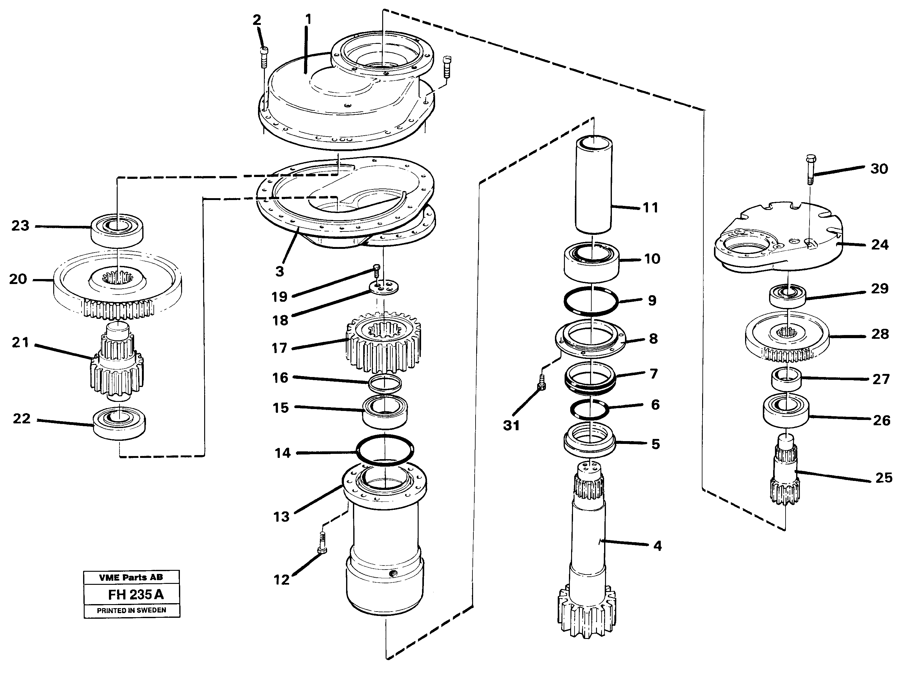 Swing gearbox — volvo parts diagram