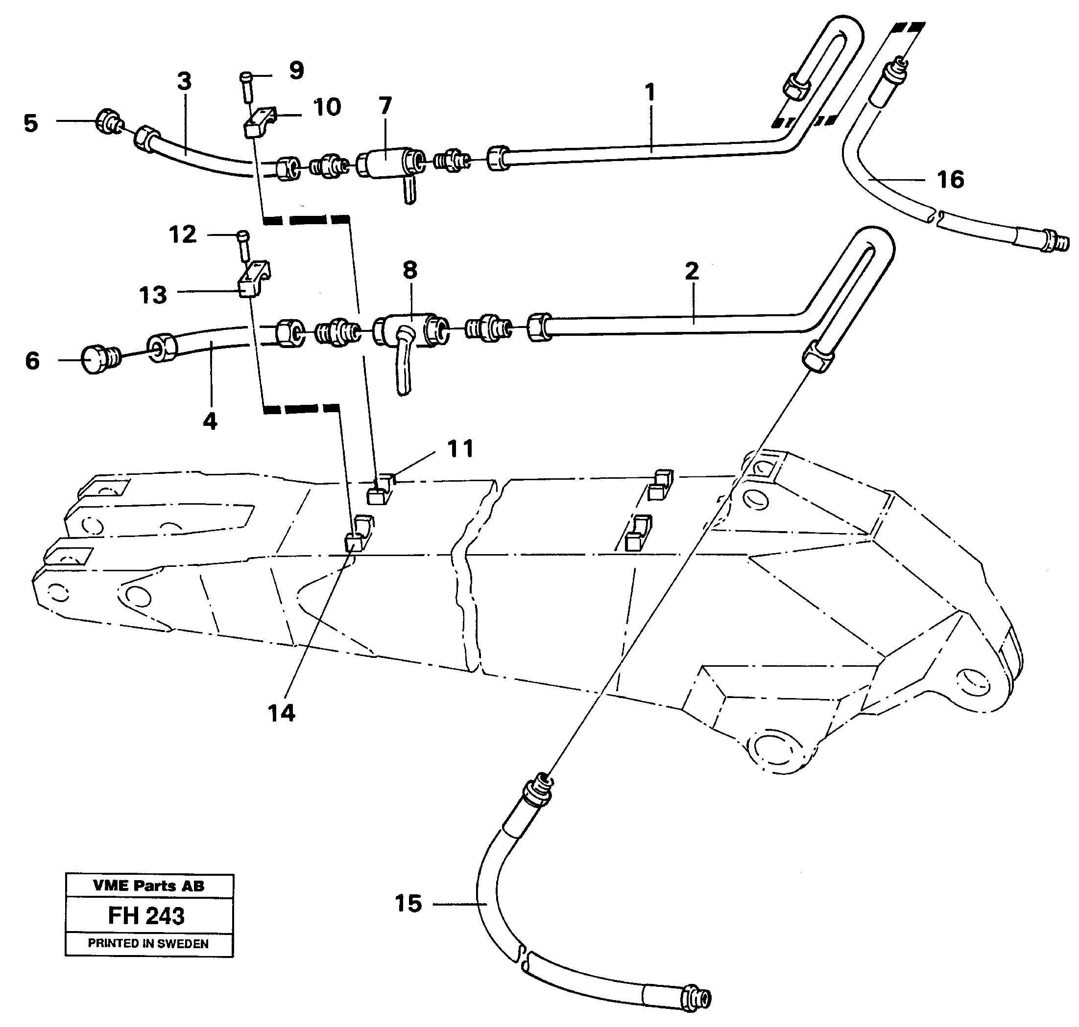 Hammer/shears equipment, dipper 2.5m & 3.2m, shut-off cocks  14254260 14254263 — volvo parts diagram