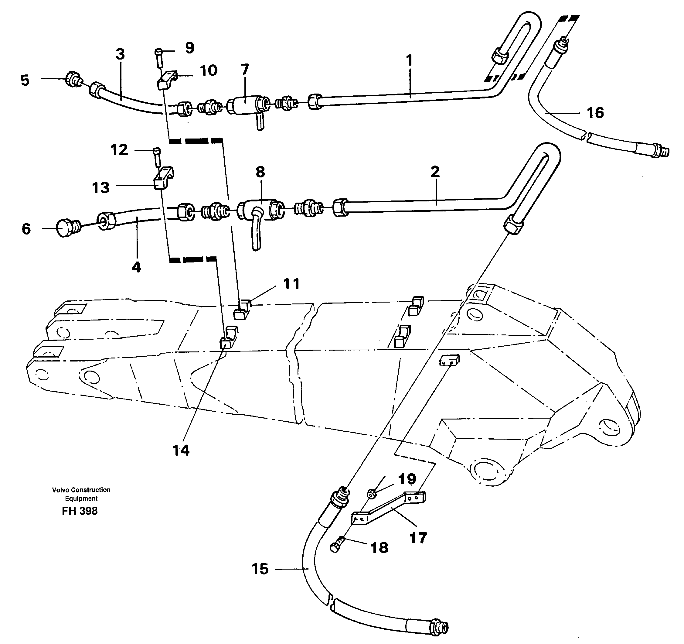 Hydr. Hammer equipment, Dipper.shut-off cocks  14263555 14263728 — volvo parts diagram