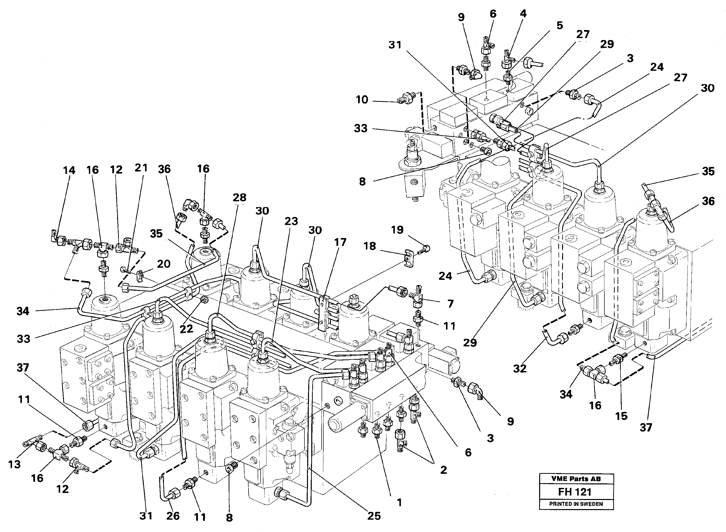 Main valve assembly, tubes connections — volvo parts diagram