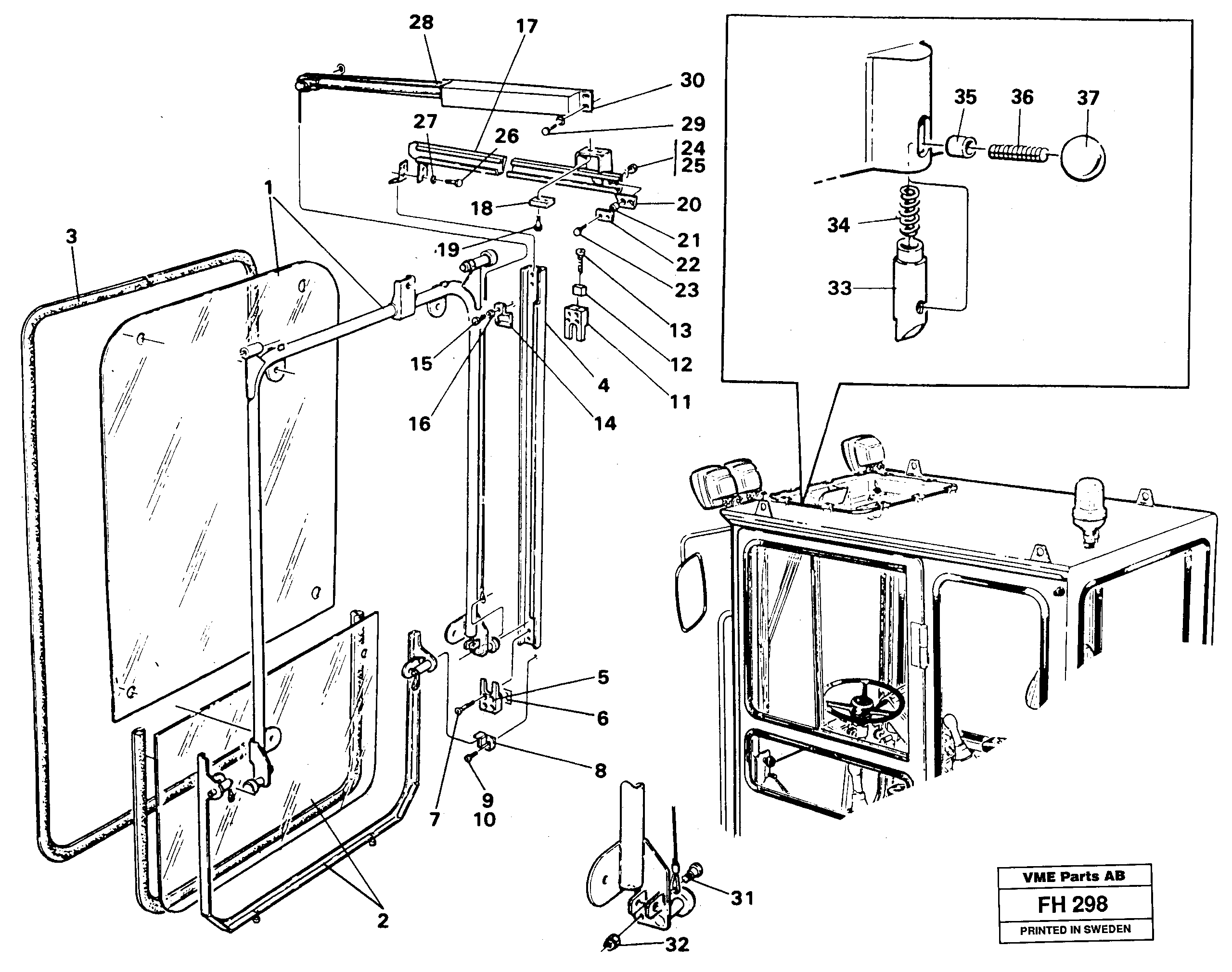 Front window Lifting device — volvo parts diagram