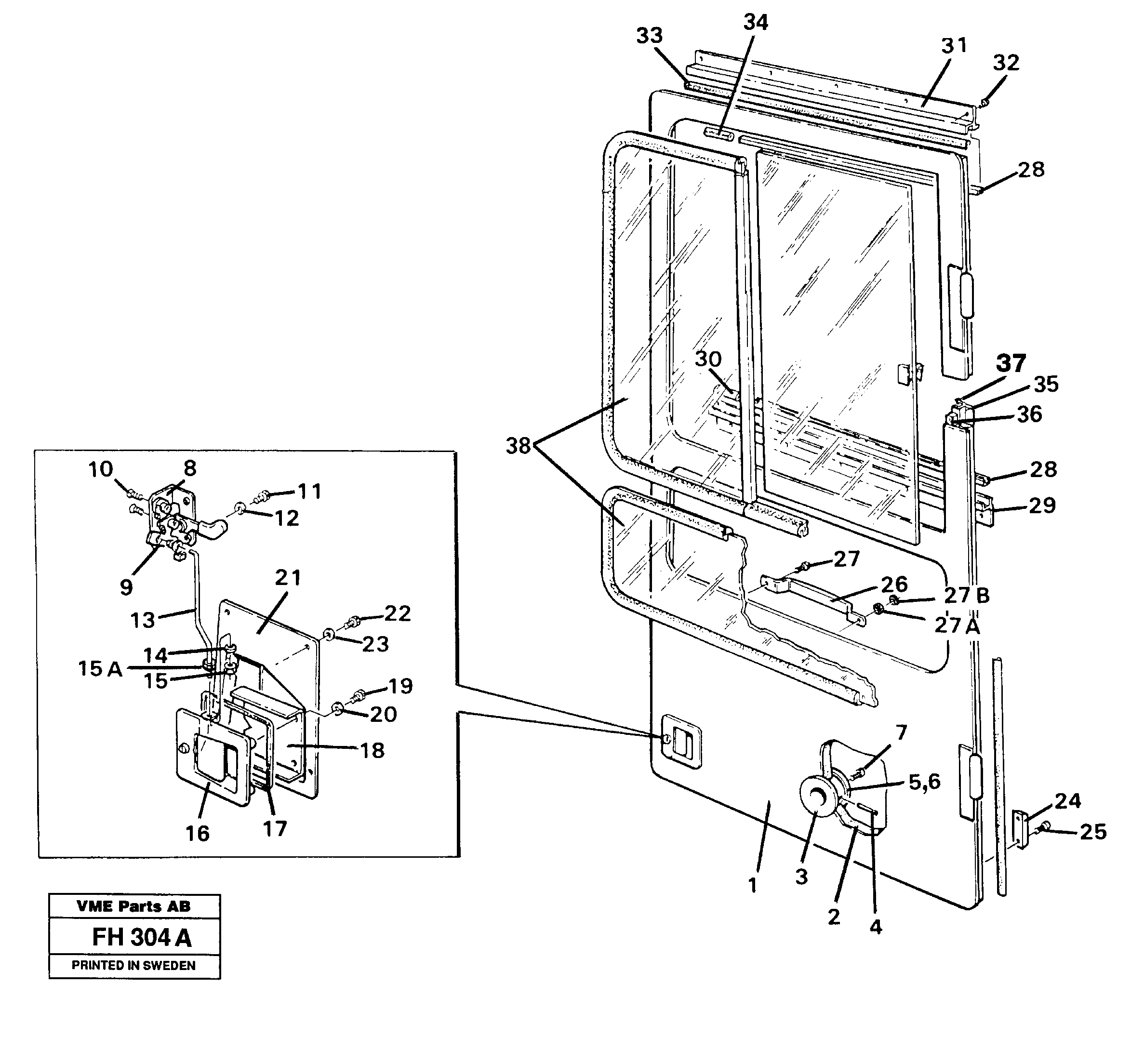 Door, operator's cab  SER NO - 4607 — volvo parts diagram