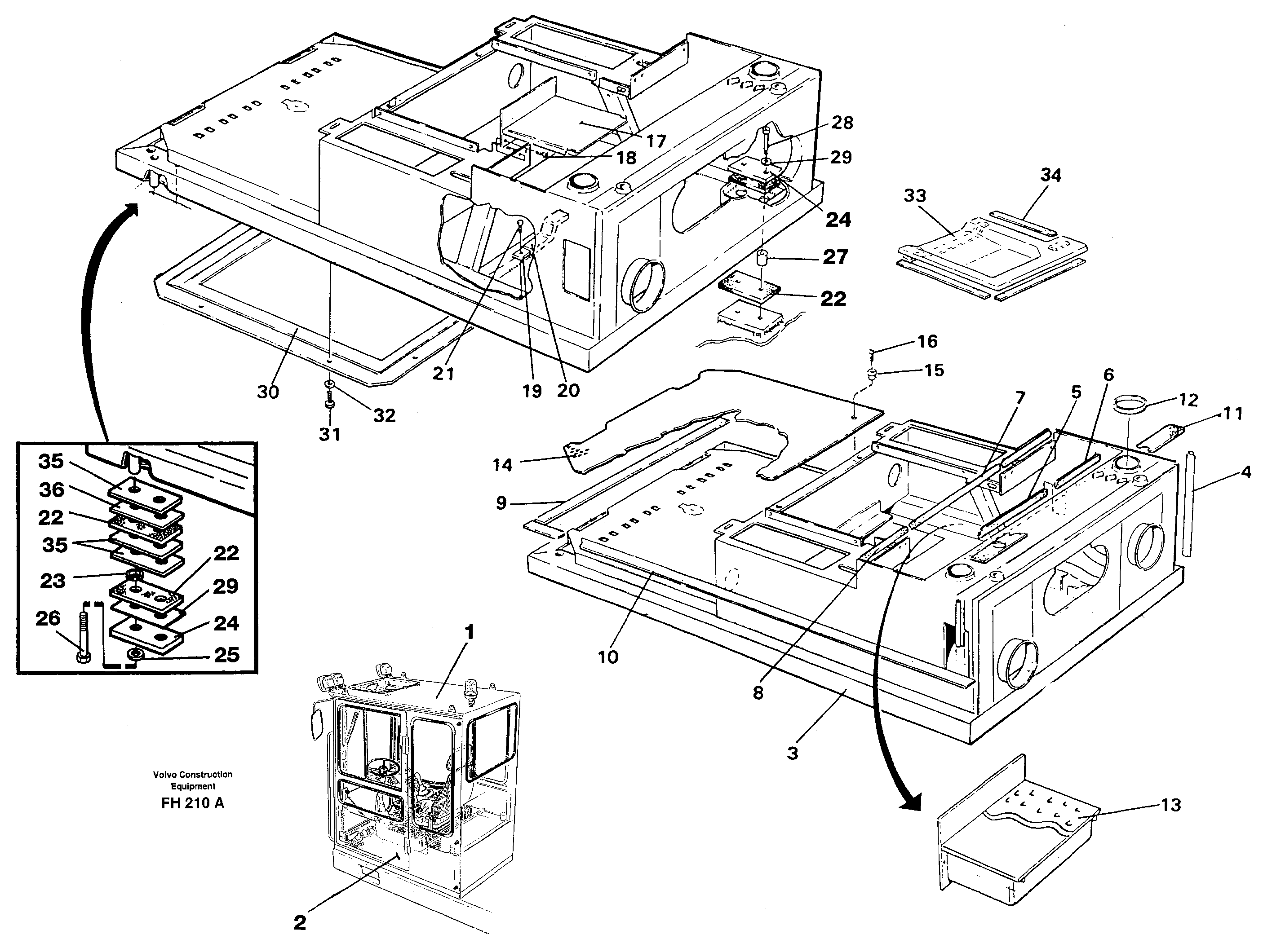 Drivers cab and cabin floor — volvo parts diagram