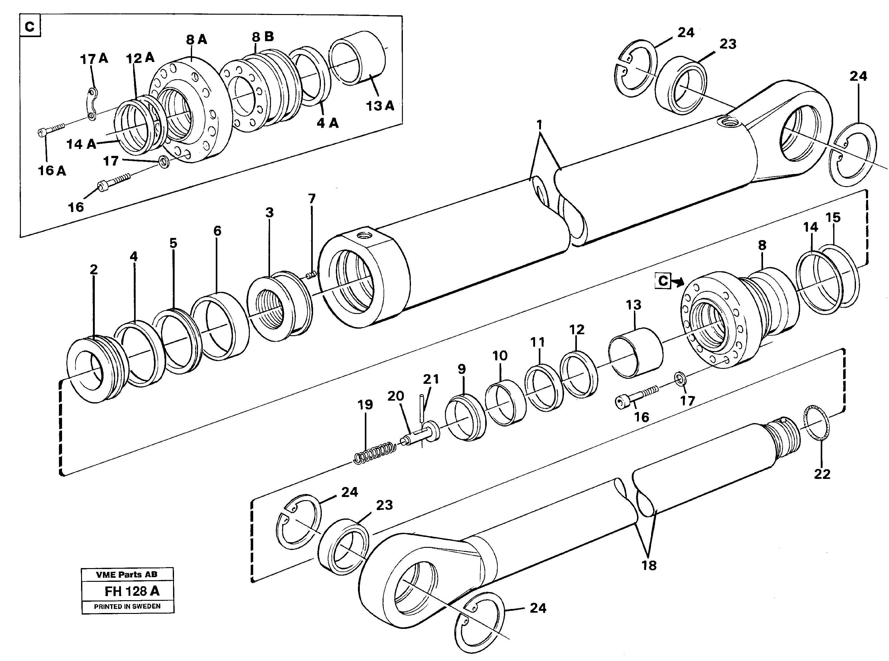 Dipper arm cylinder — volvo parts diagram