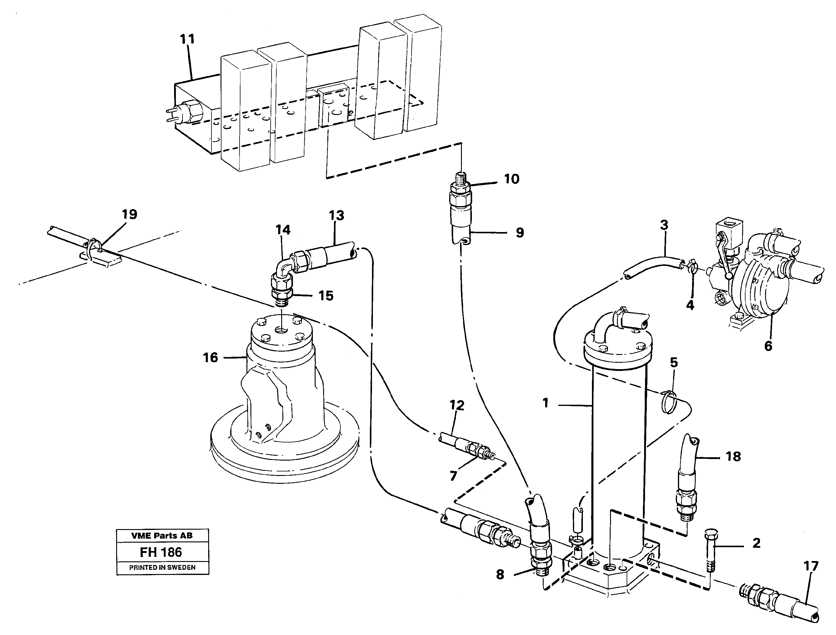 Leak oil filter, with connections — volvo parts diagram