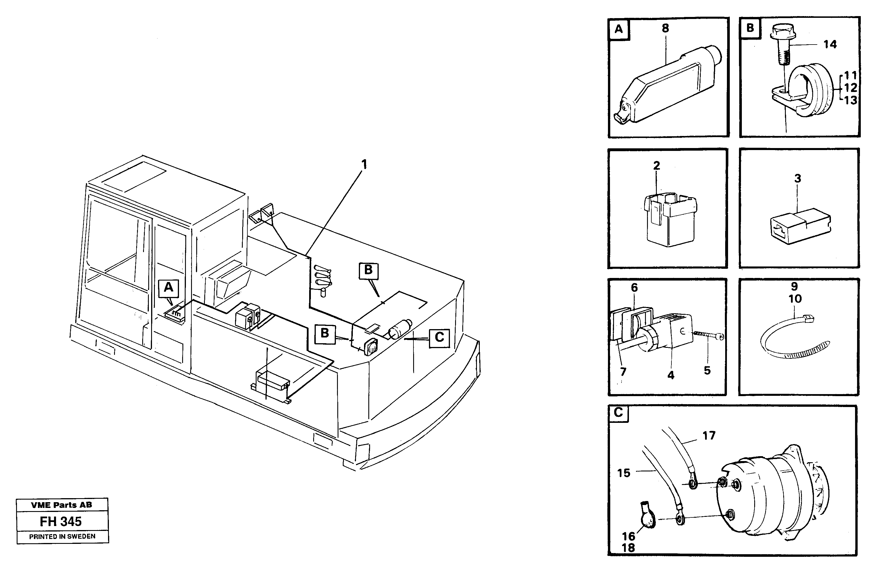 Cable harness, upper section — volvo parts diagram