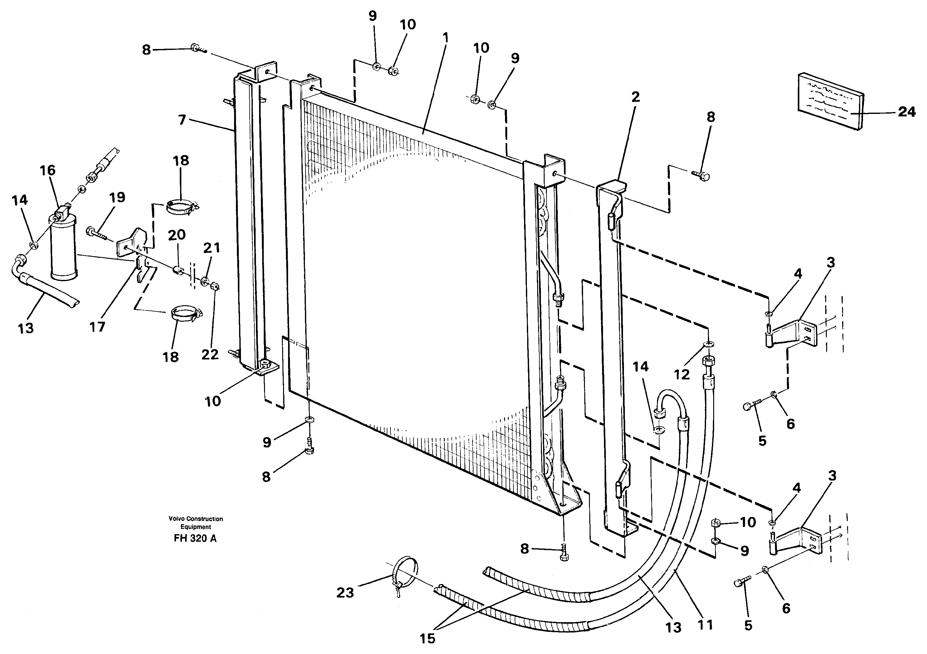 Condensor with fitting parts. Cooling agent R134a  14254363 — volvo parts diagram