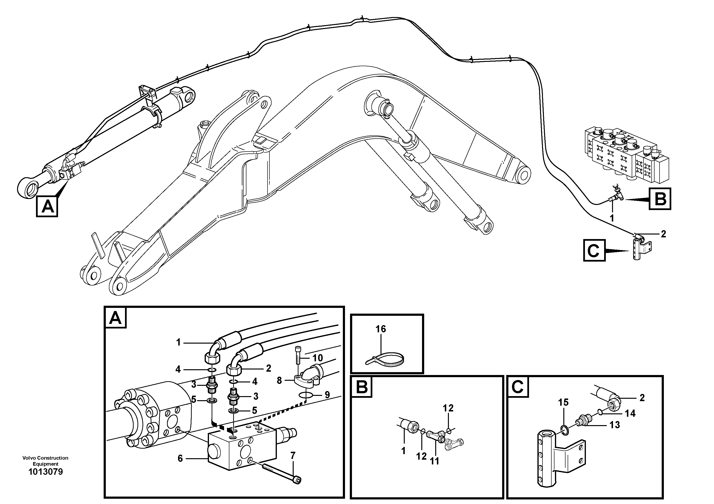 Servo hydraulics, Hose break valve  14313110 — volvo parts diagram