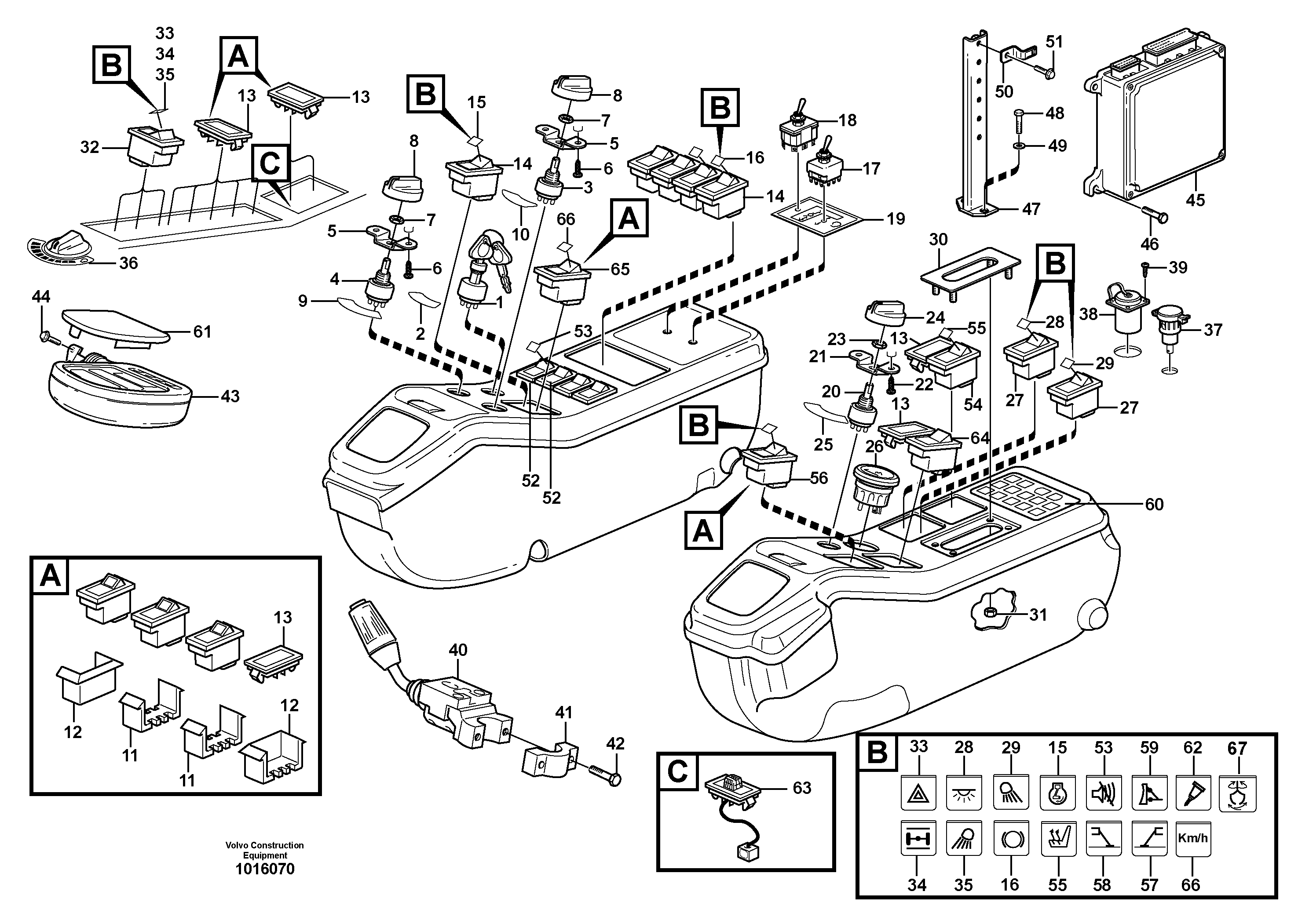 Rocker switch panel — volvo parts diagram
