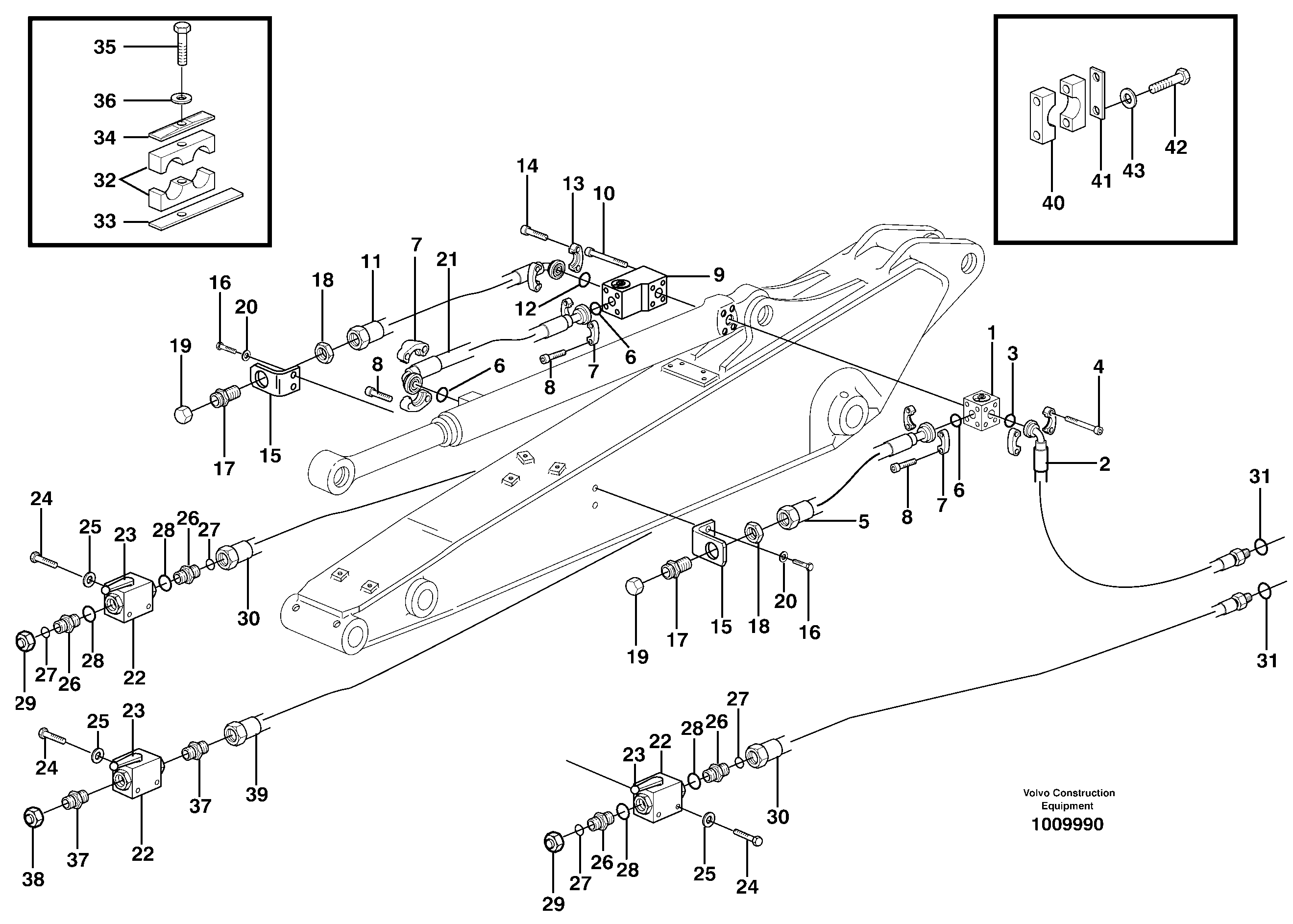 Grab equipment, with shut-off cocks, X1, Hammer  14314098, 14314100, 14314102 — volvo parts diagram