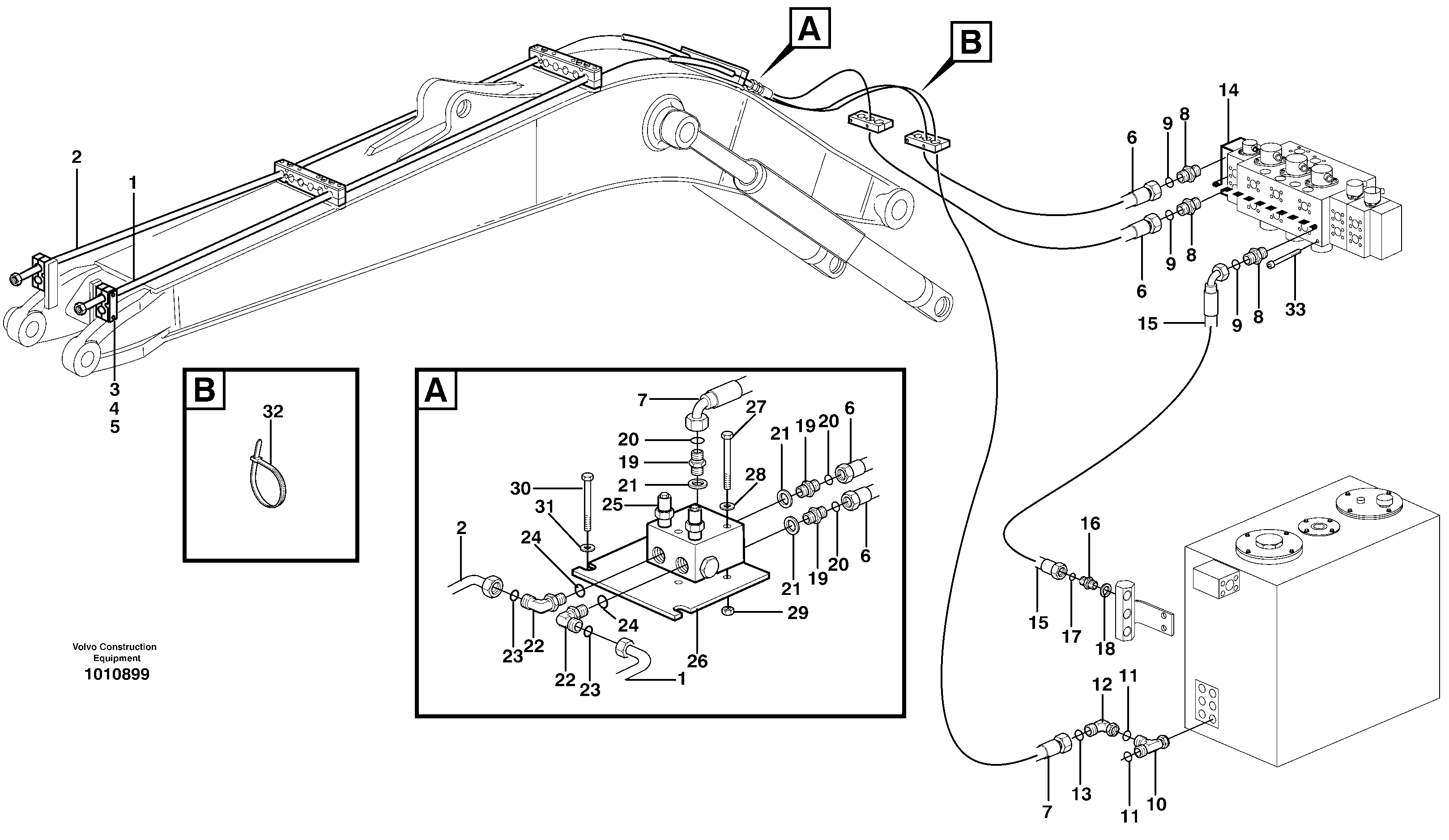 Hydr. equipm. on monoboom, X3  14313015 — volvo parts diagram