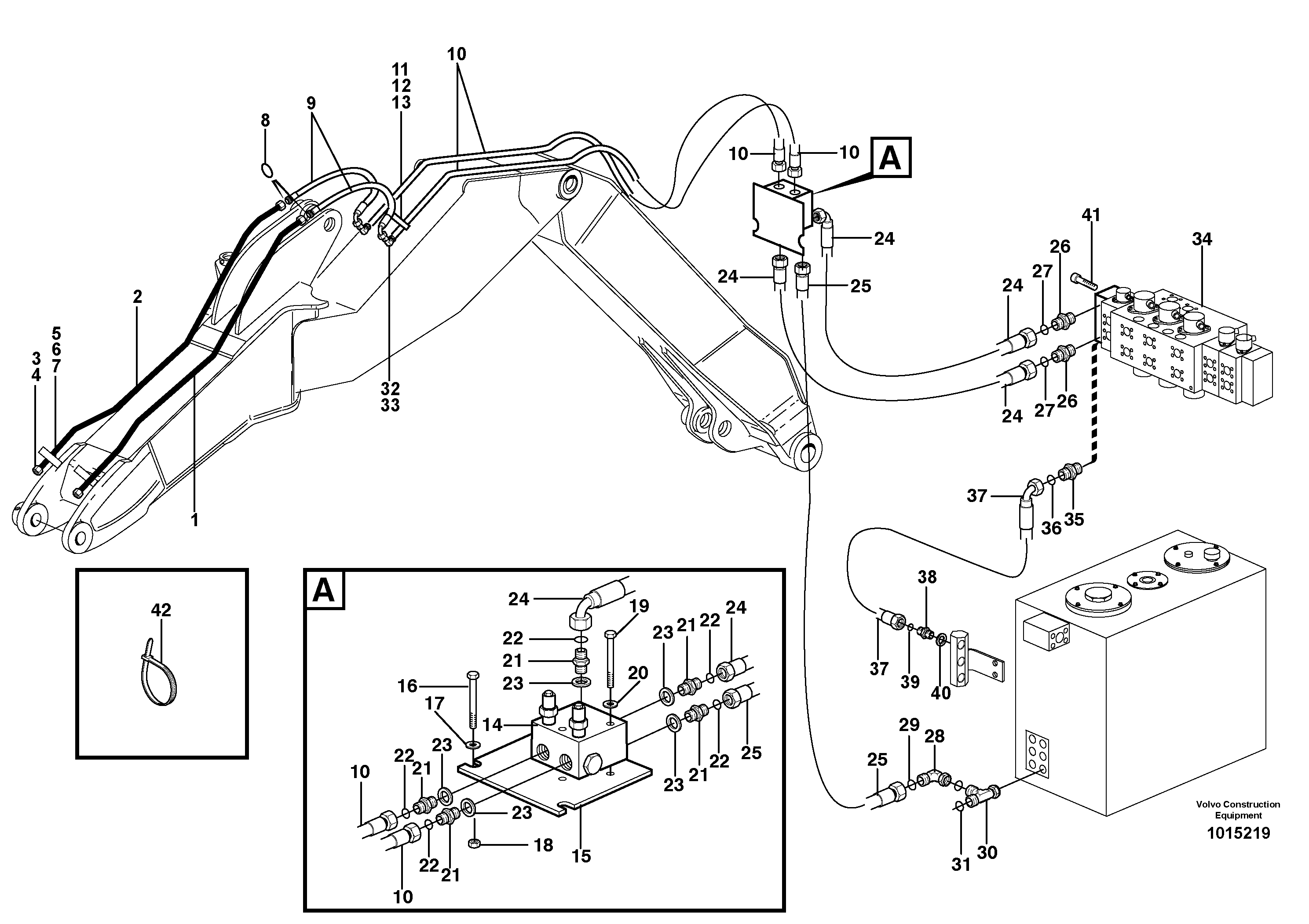 Hydr. equipm. on dipper arm, X3  14313101 — volvo parts diagram