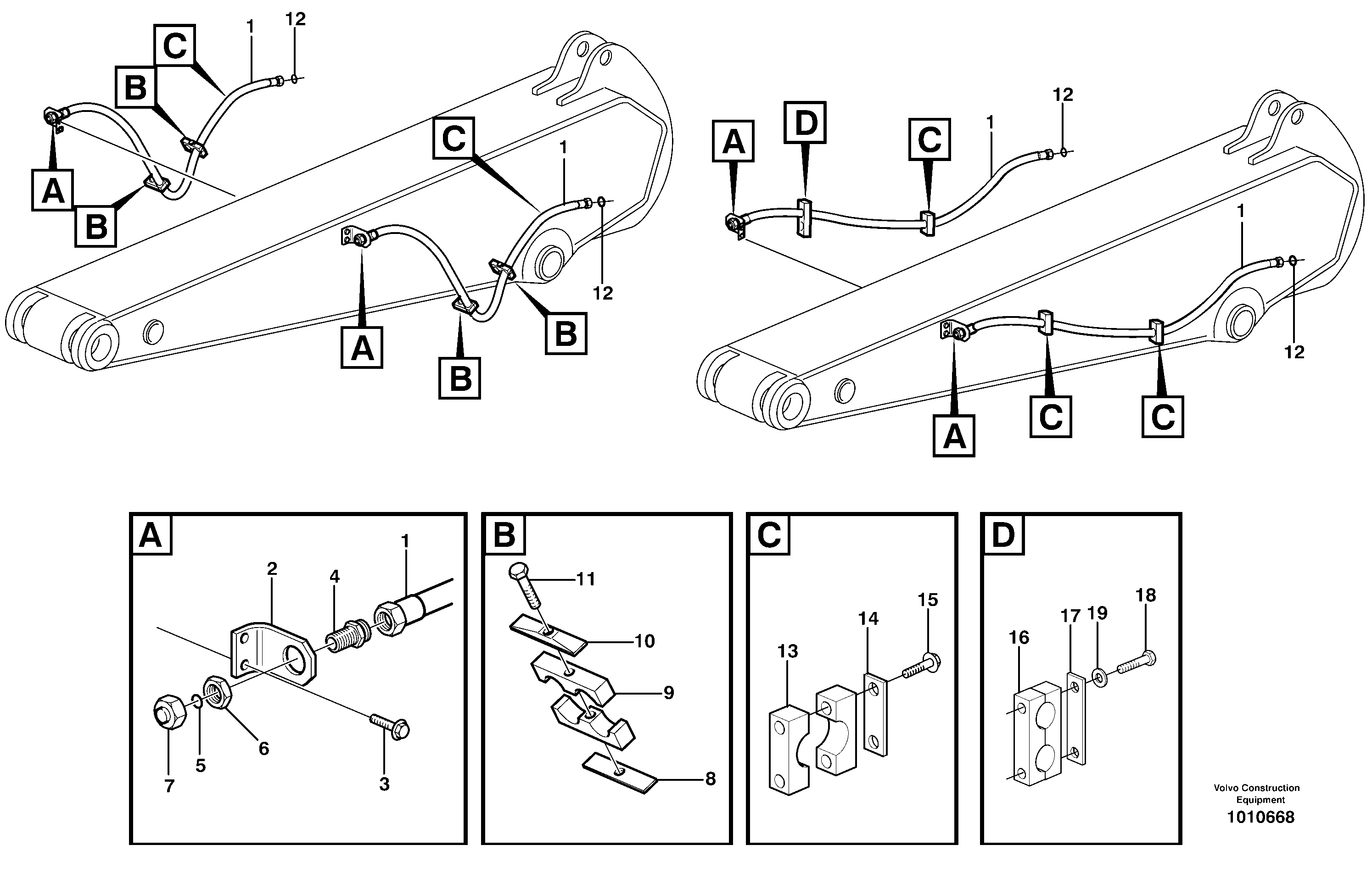 Hydr. equipm. on dipper arm, X1  14313012, 14313117, 14314028 — volvo parts diagram