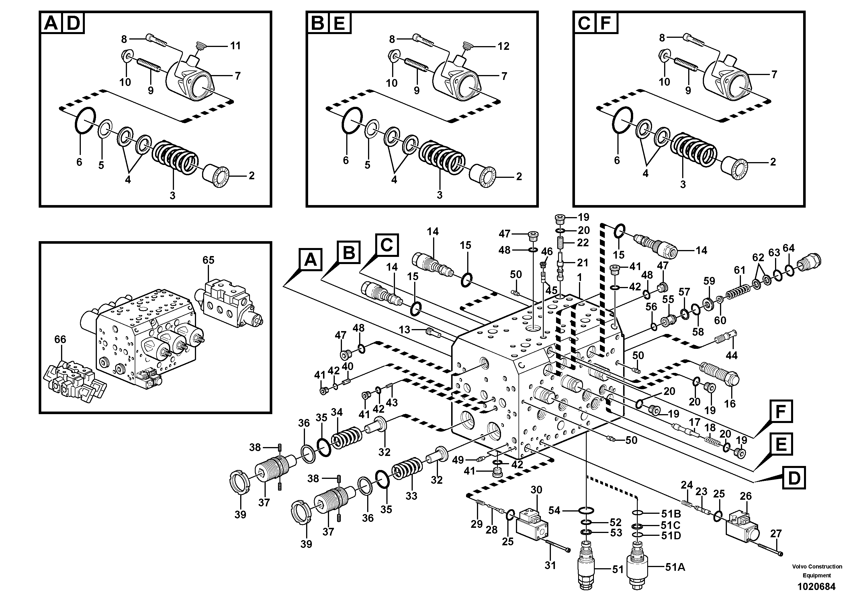 Main valve assembly, assembly block — volvo parts diagram