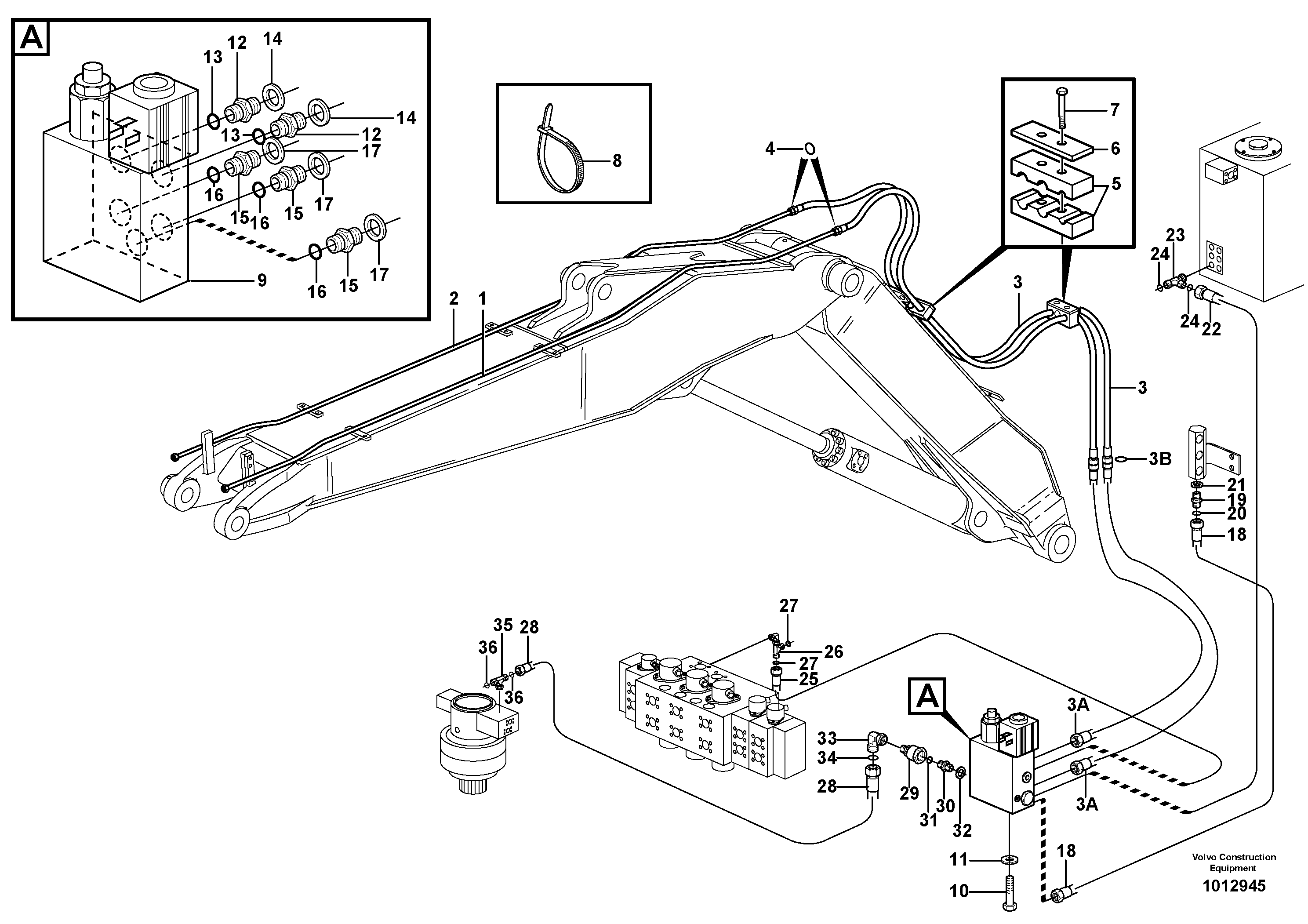 Hydr. equipm. on adjustable boom  14313040, 5,1M — volvo parts diagram