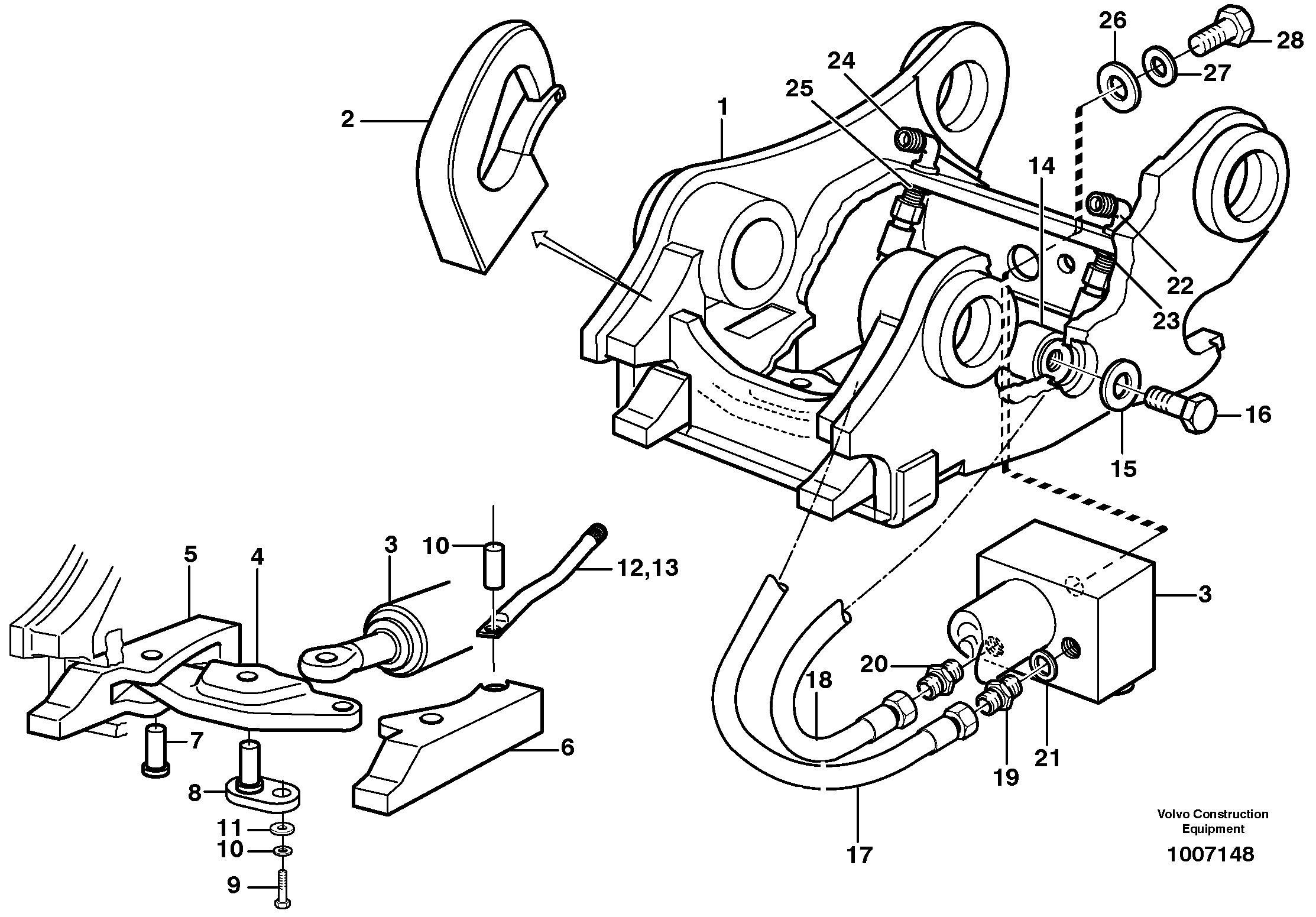 Quickfit, hydraulic, S6  14313064 — volvo parts diagram