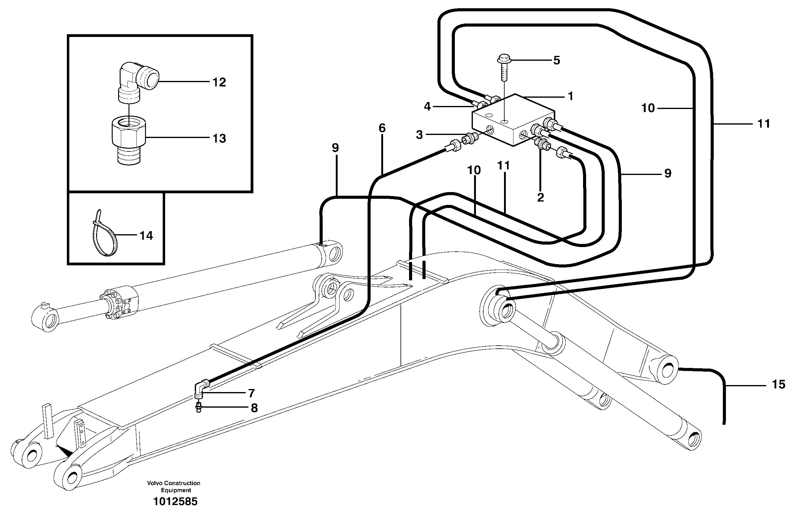Central lubrication, mono boom  14313024 — volvo parts diagram