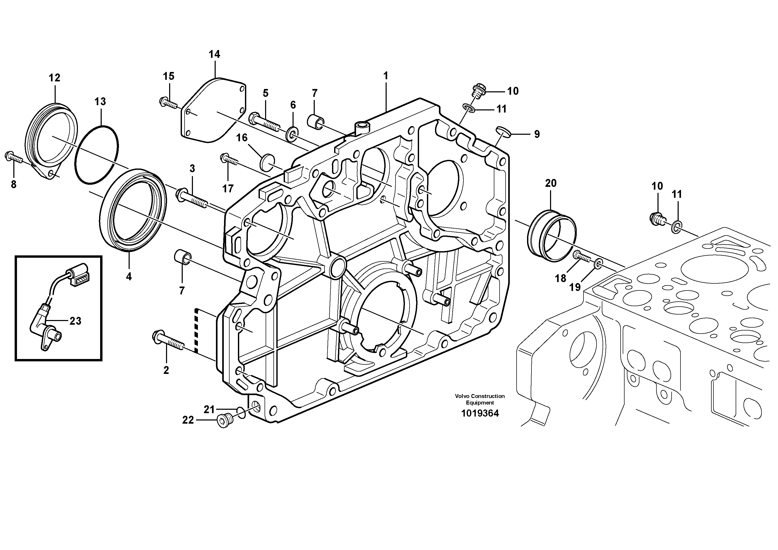 Timing gear casing and gears — volvo parts diagram