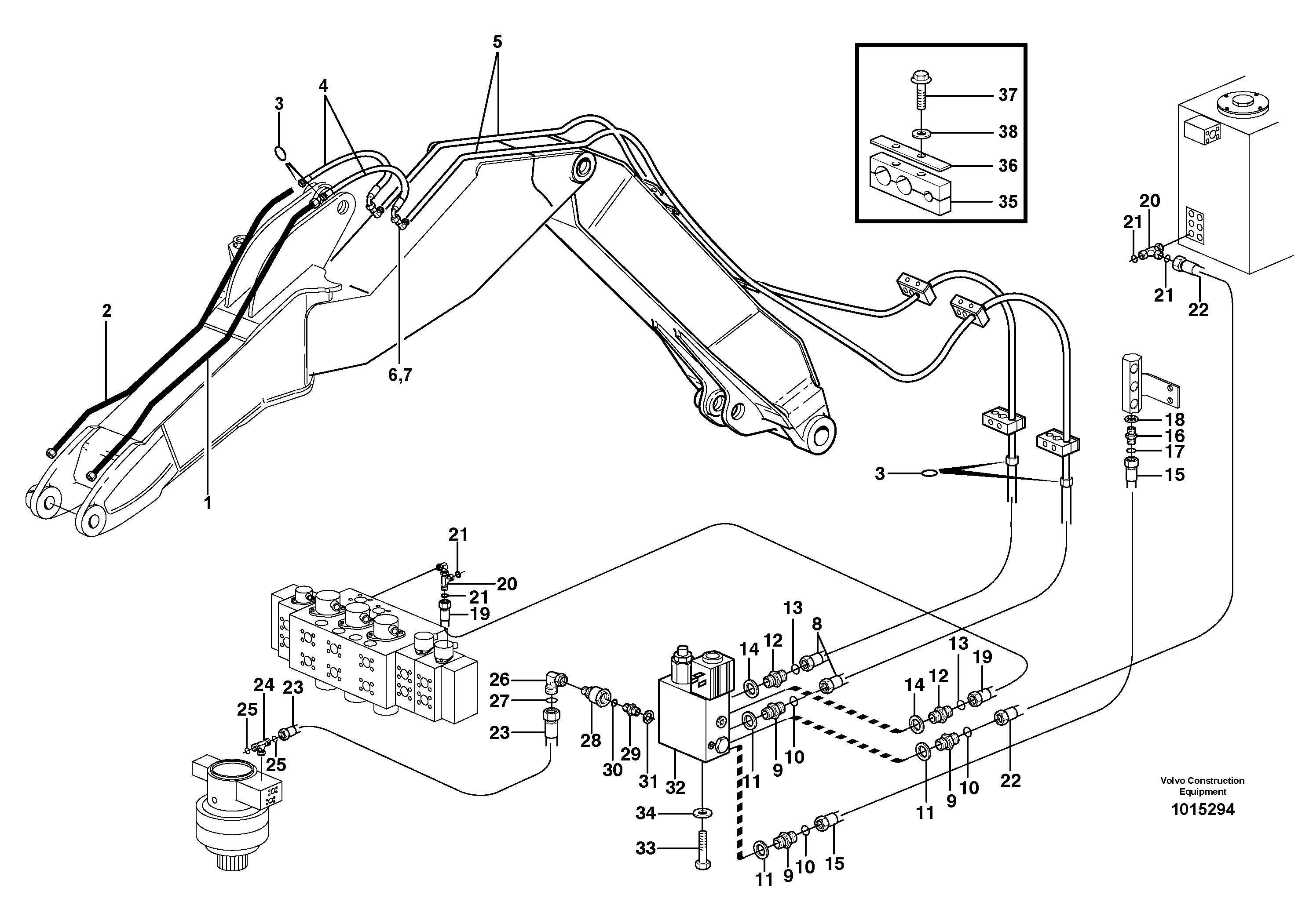 Equipment hydraulics, offset  14313109 — volvo parts diagram