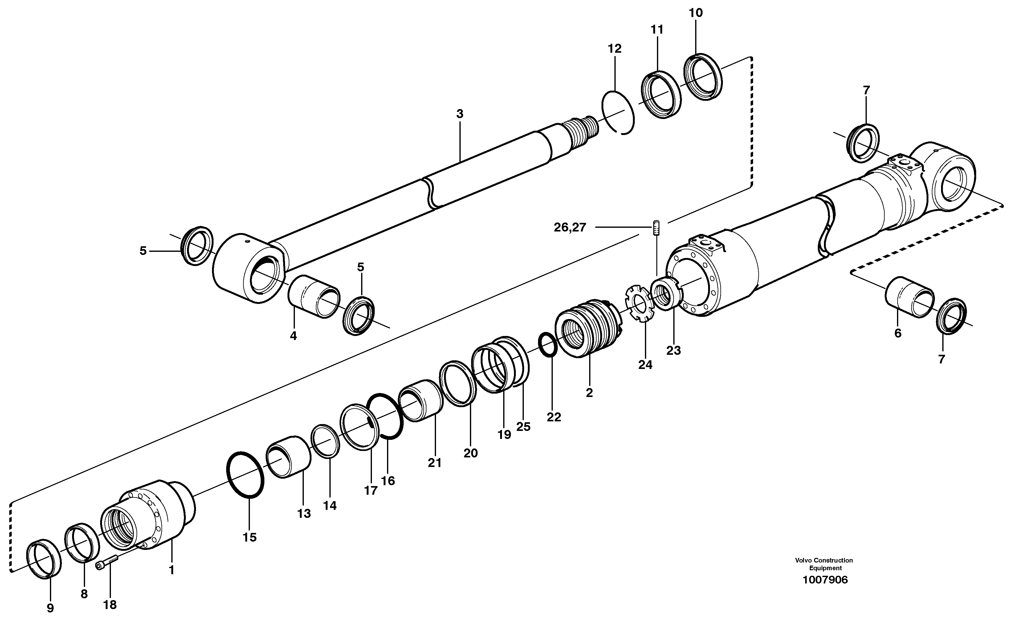 Bucket cylinder  14314000, 14314001 — volvo parts diagram