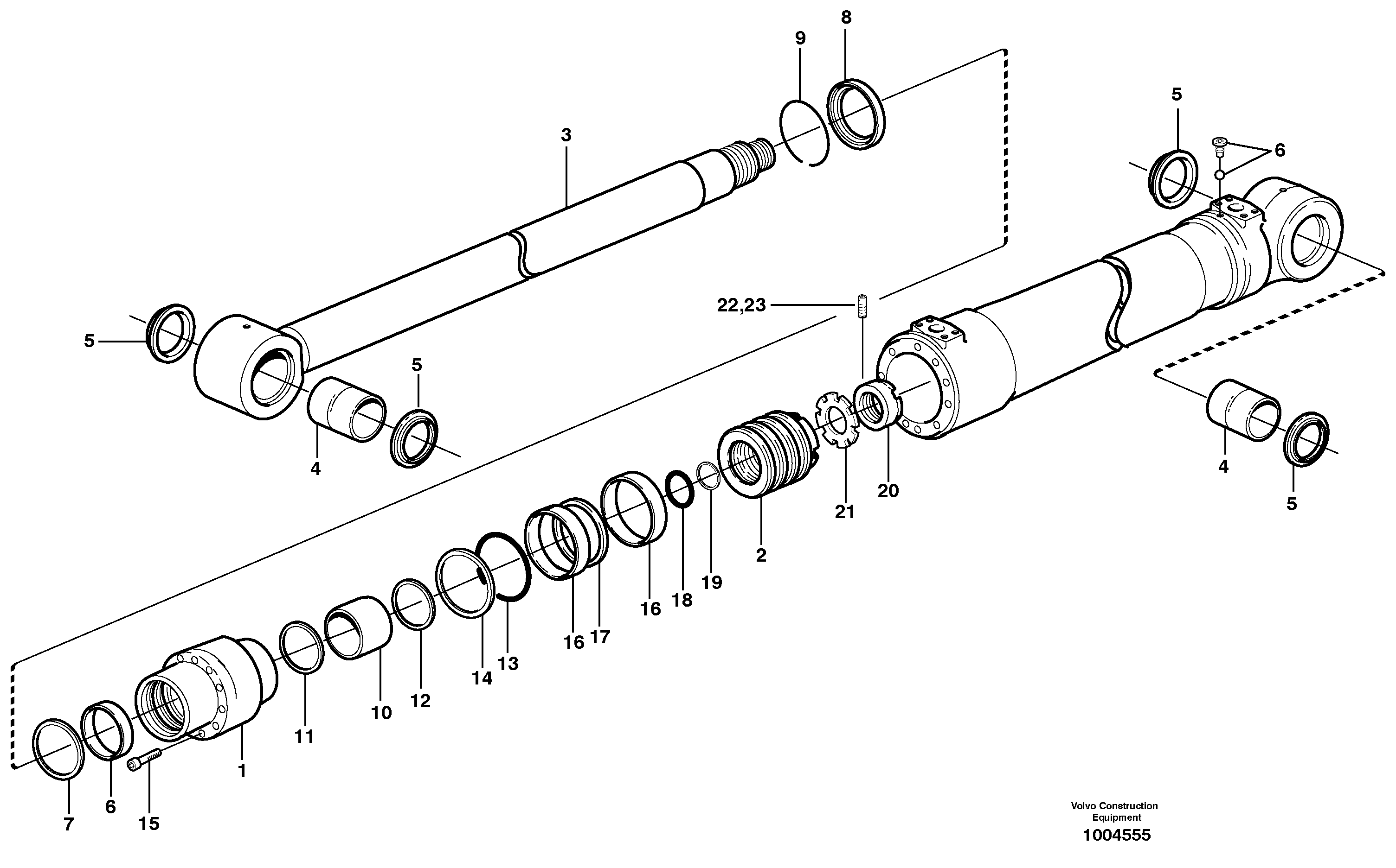 Tilt cylinder  14313025, 14313103 — volvo parts diagram