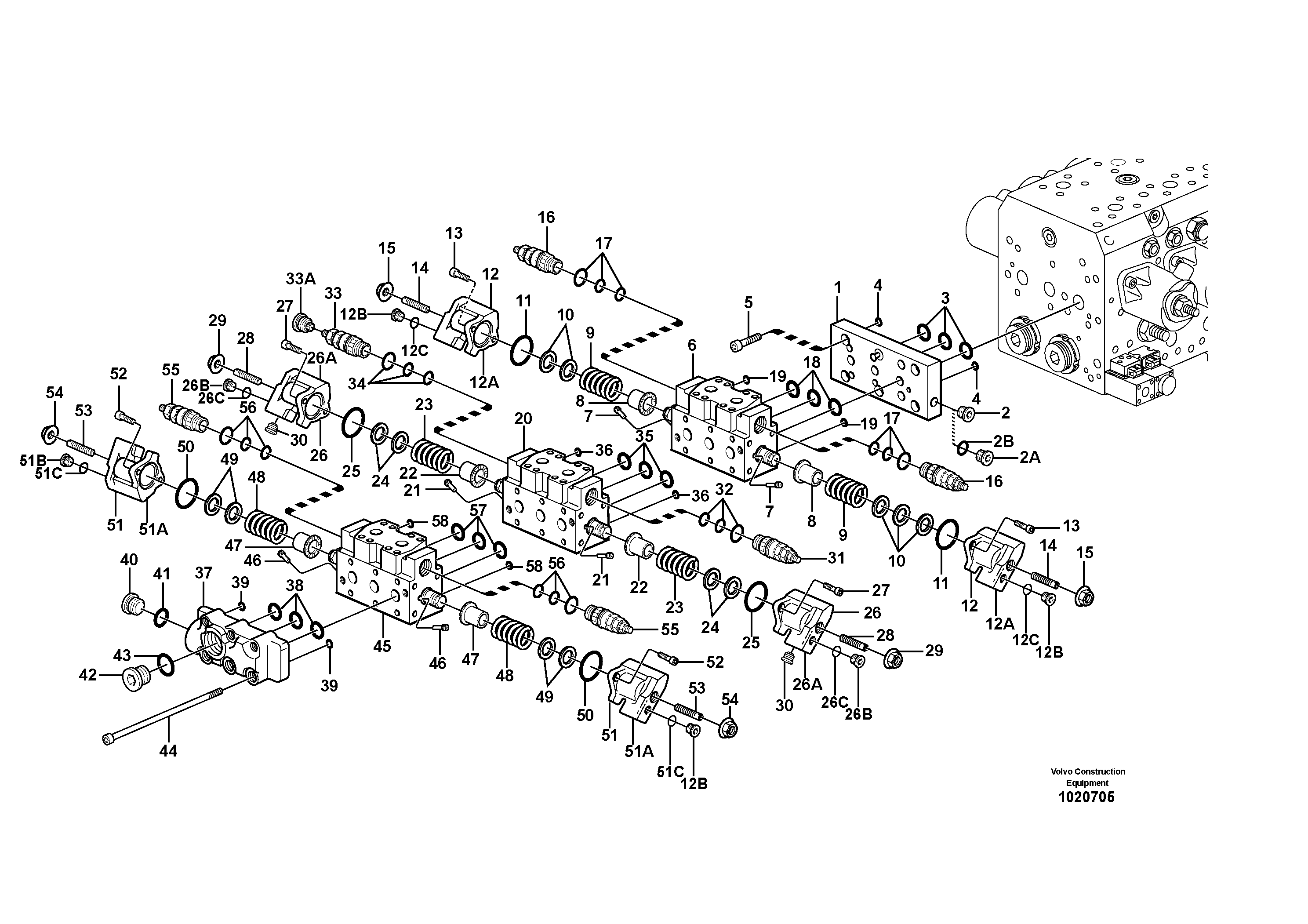 Hydraulic valve, X1, X2 — volvo parts diagram