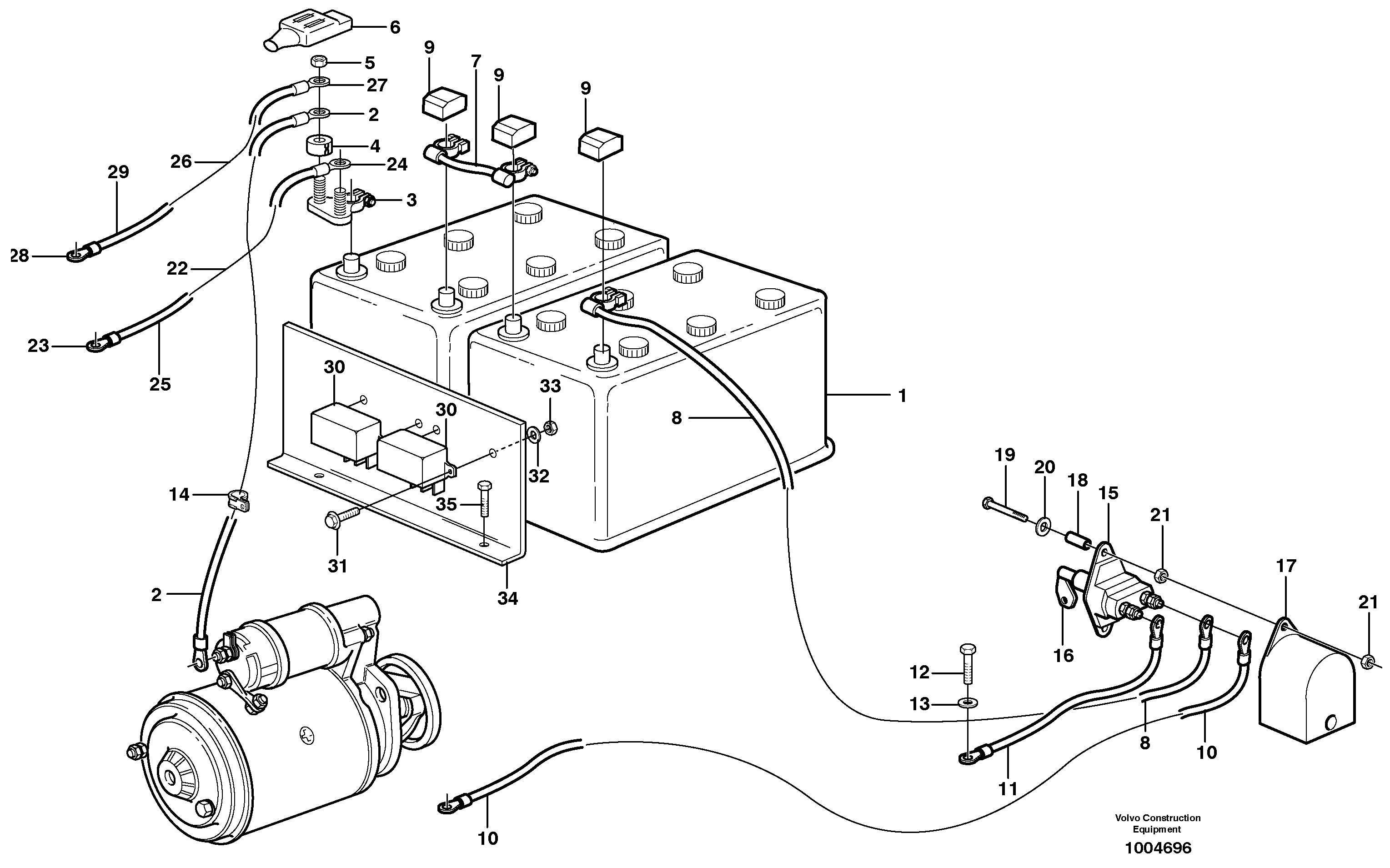 Cables, battery — volvo parts diagram