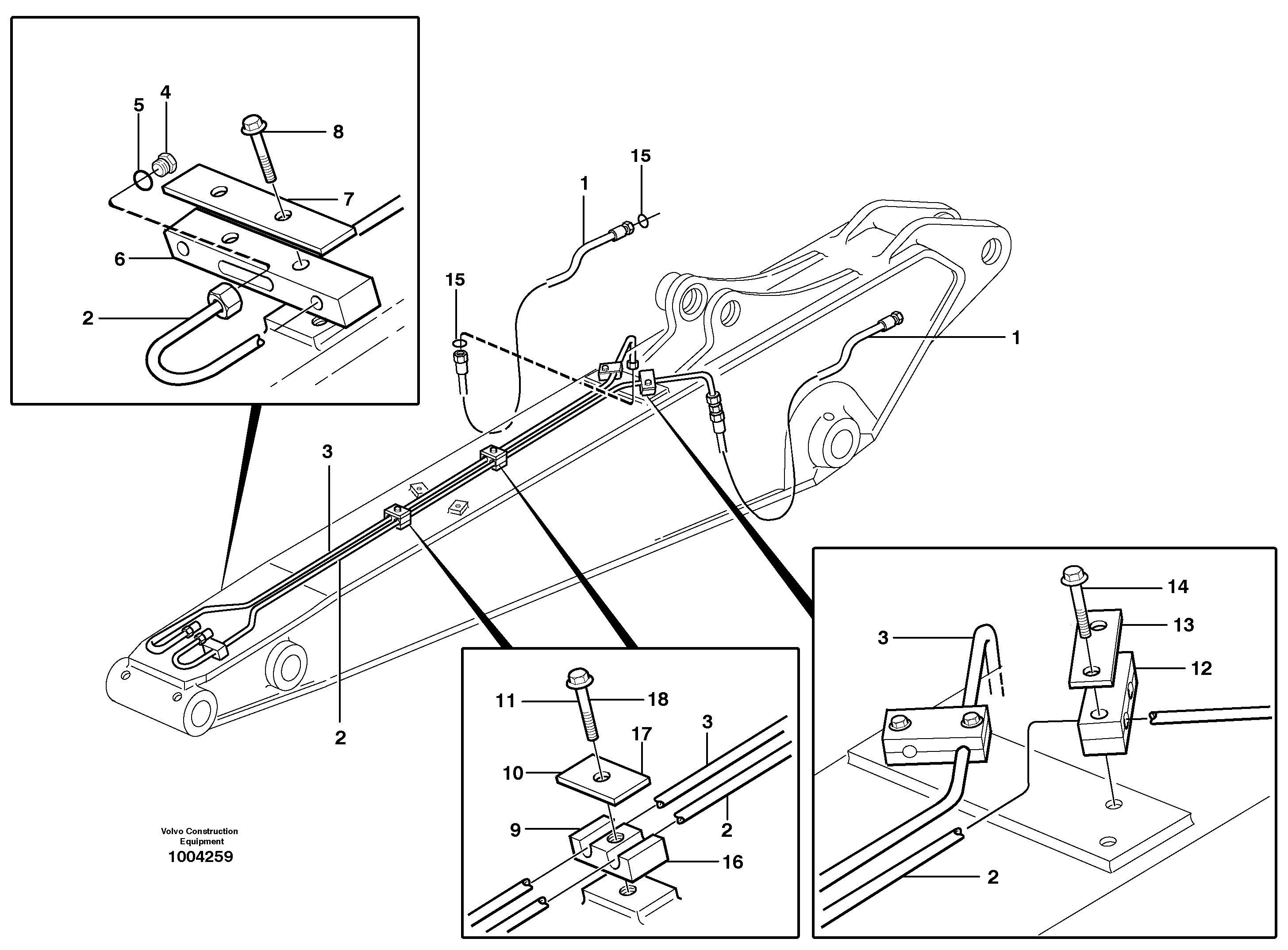 Hydr. quick fit equipm. dipper arm  14313041, 14313042, 14313043, 14313120 — volvo parts diagram