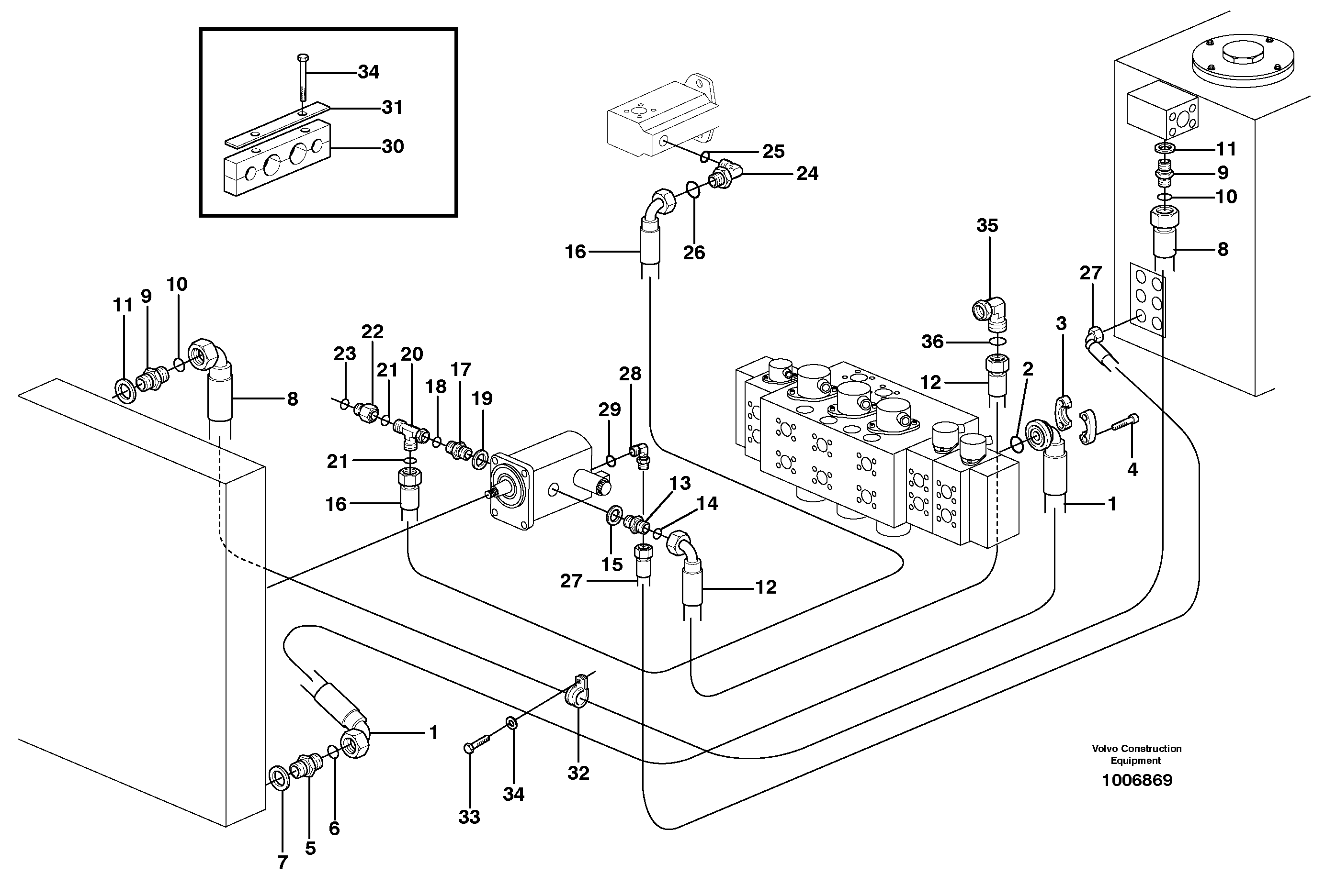 Hydraulic system, oil cooler — volvo parts diagram