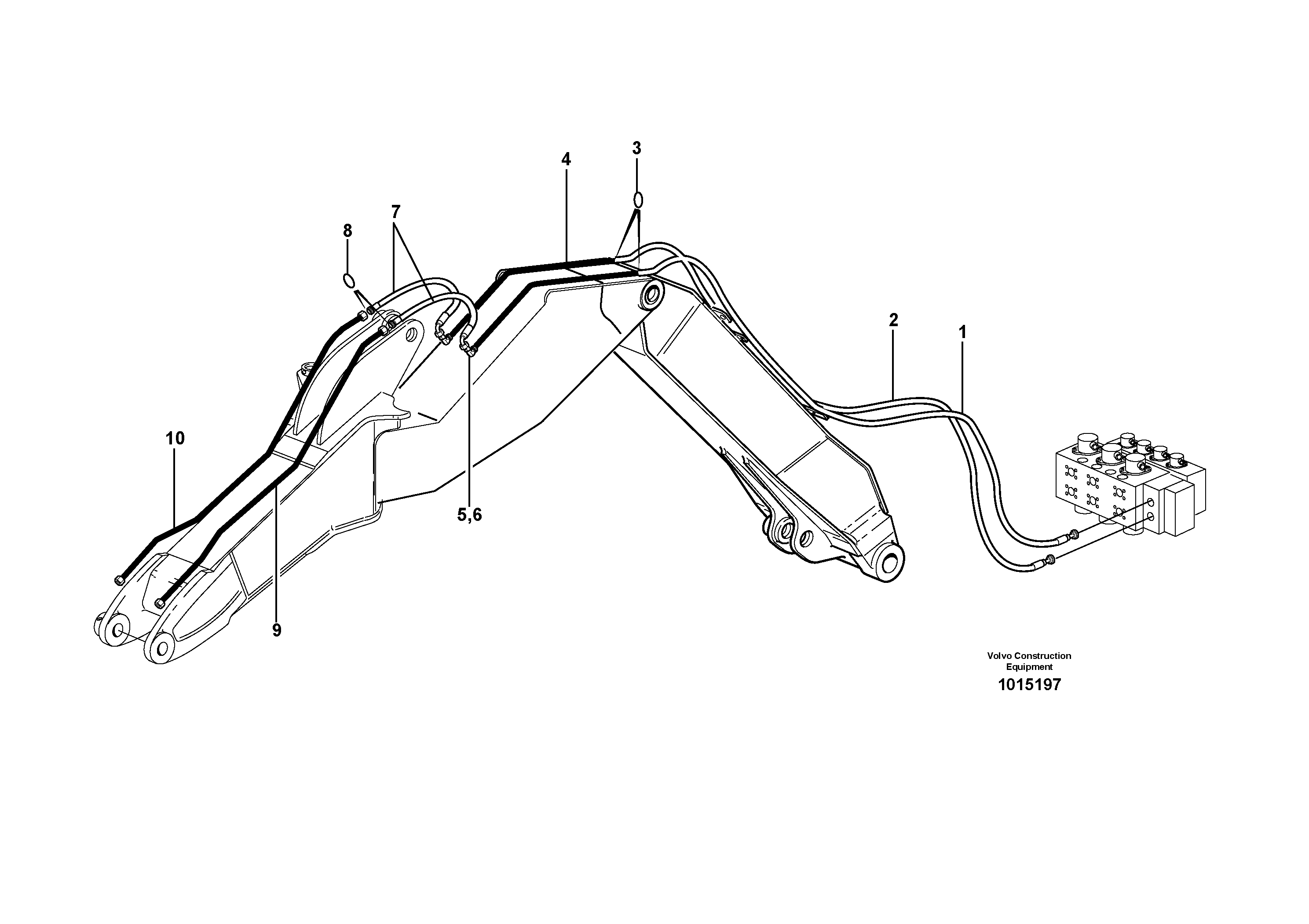 Hydr. equipm. on dipper arm, X1  14313099 — volvo parts diagram