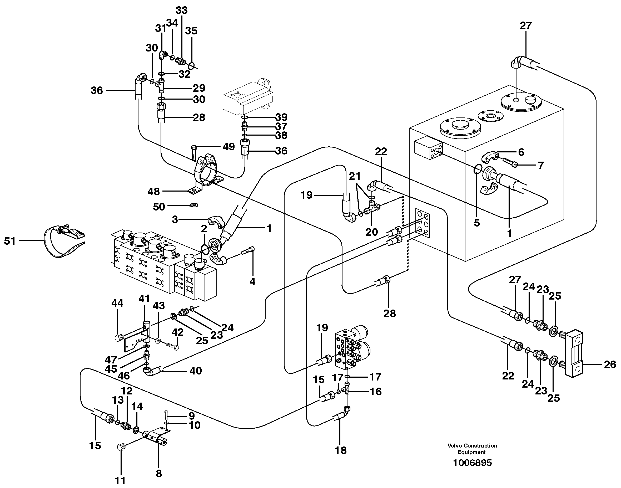 Hydraulic system, return lines — volvo parts diagram