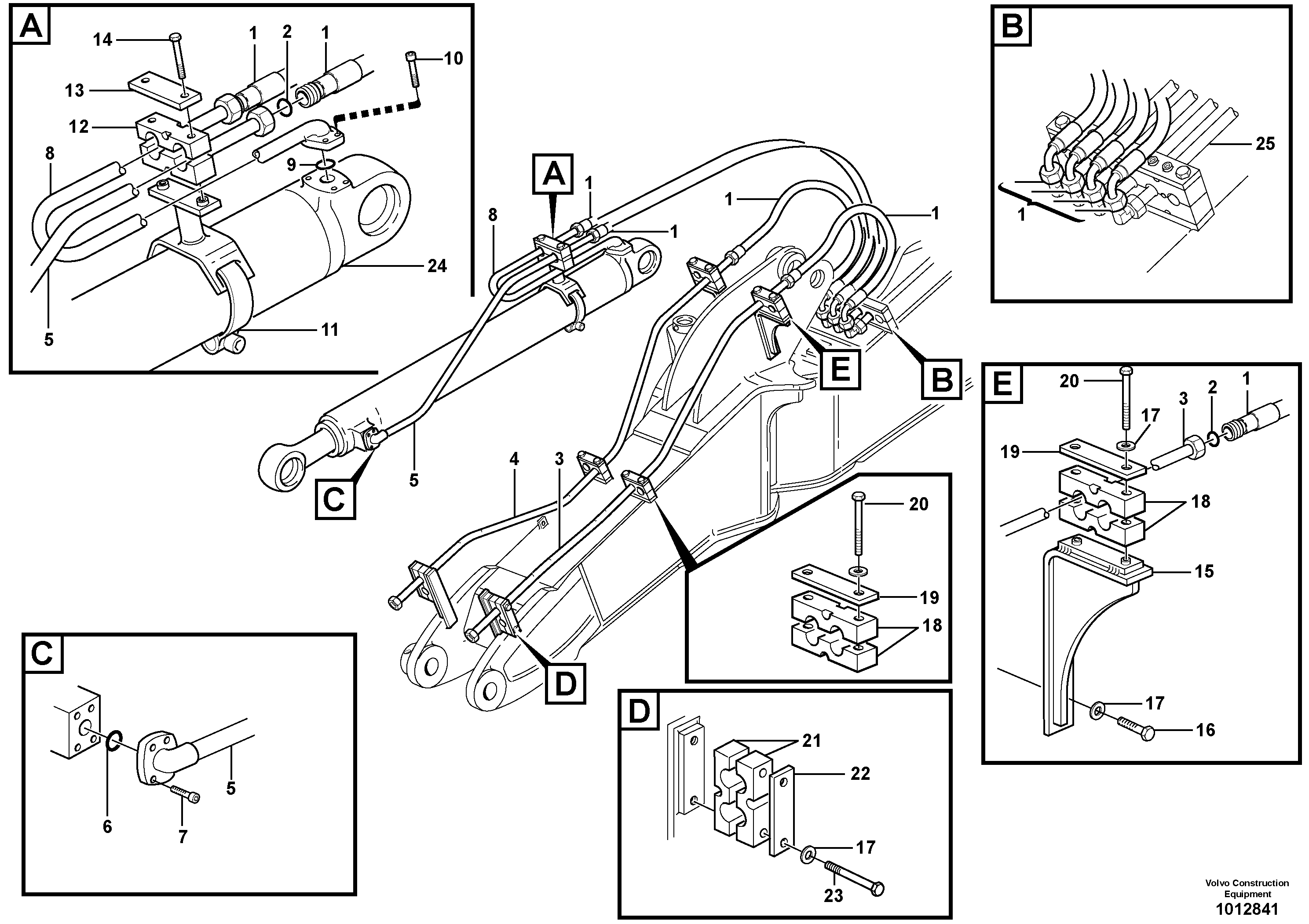Hydr. equipm. on boom, front, offset  14313102 — volvo parts diagram