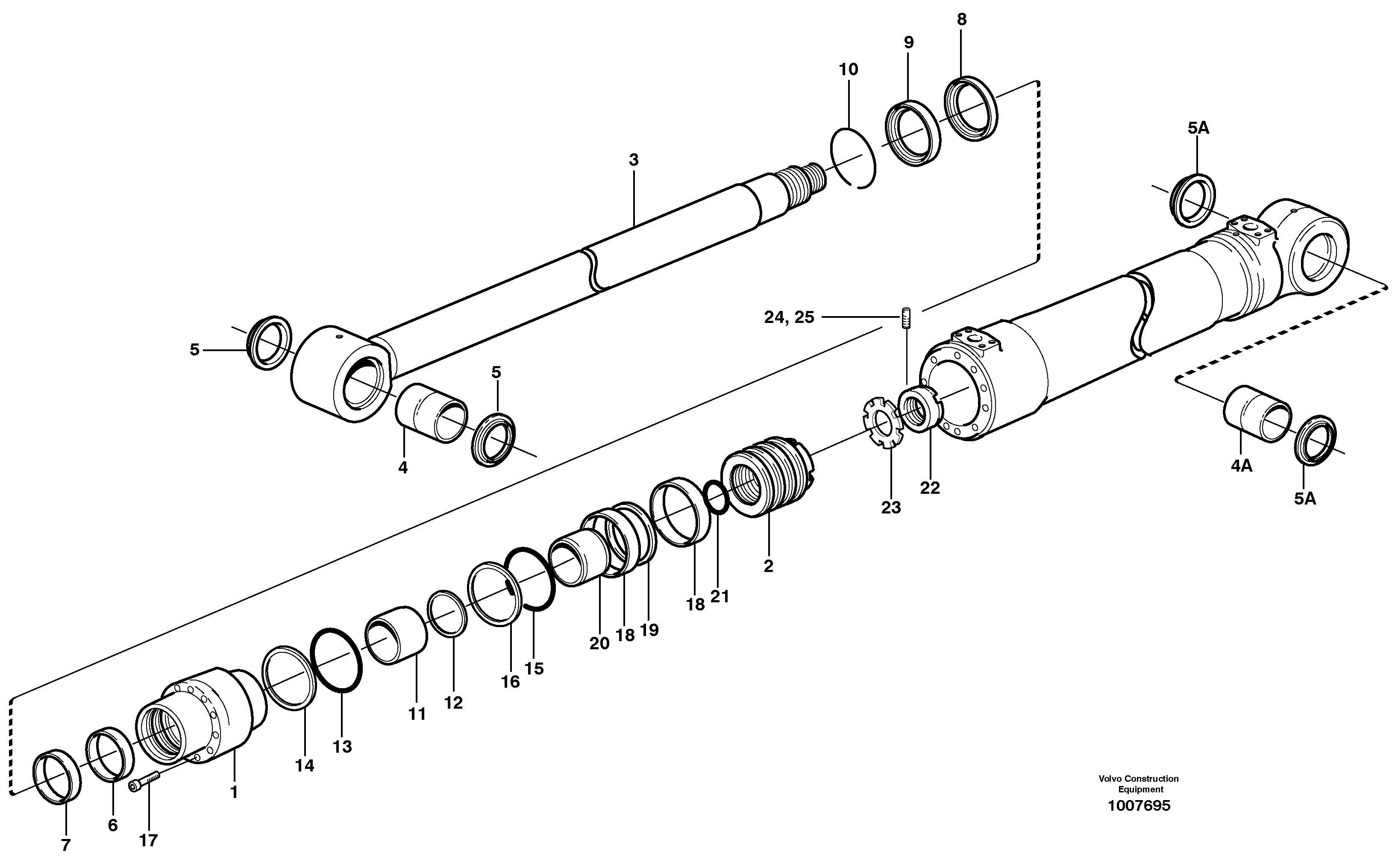Dipper arm cylinder  14313102, 14313103 — volvo parts diagram