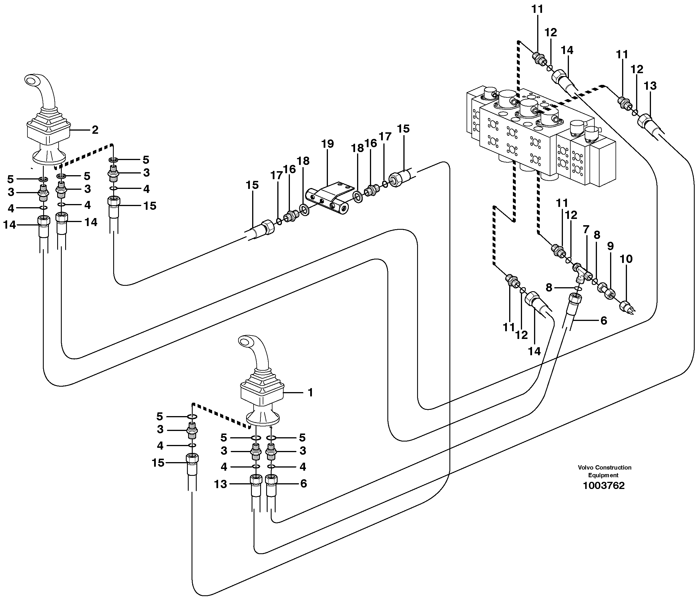 Servo hydraulics, boom, dipper arm — volvo parts diagram