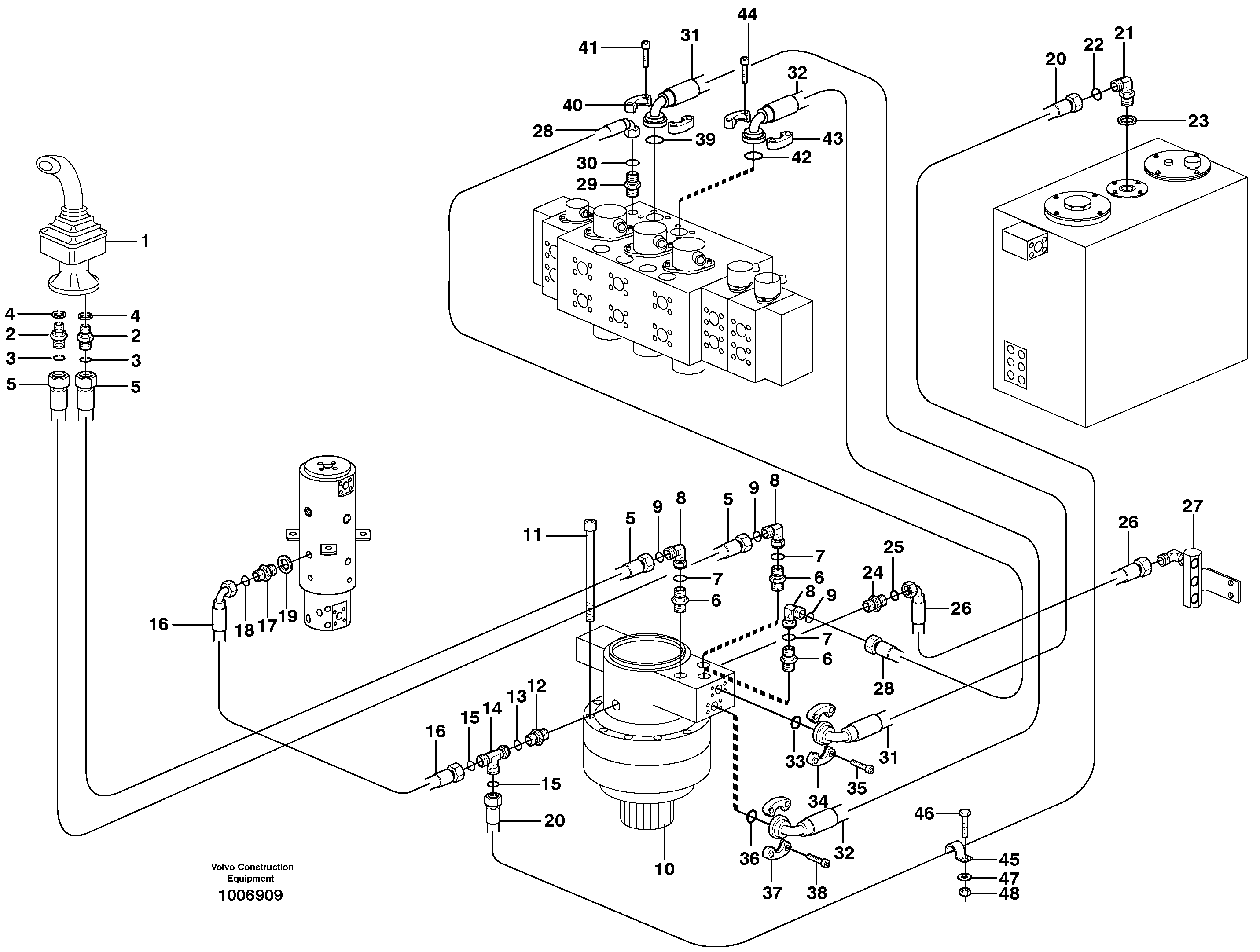 Servo hydraulics, Slewing — volvo parts diagram