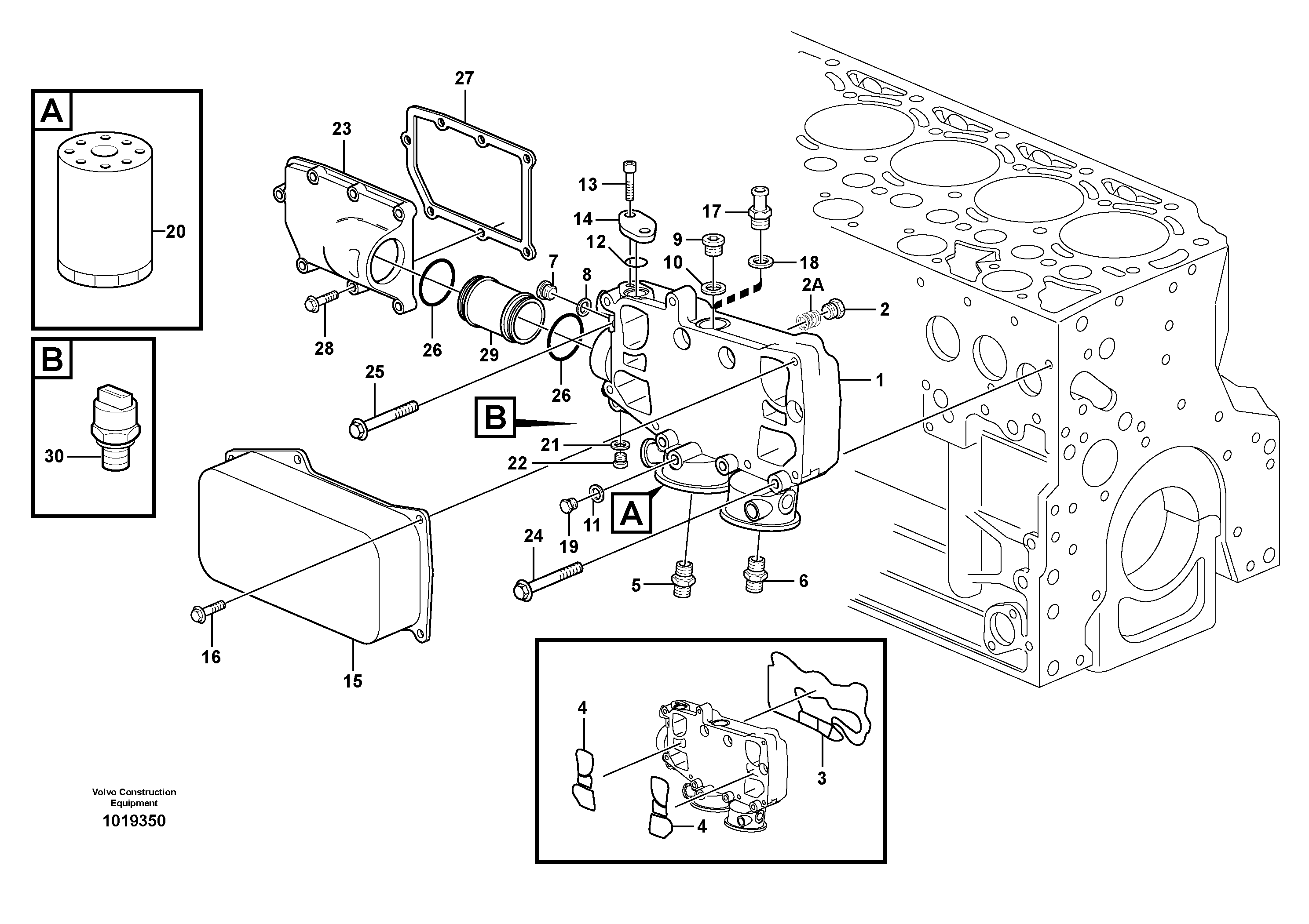 Oil cooler — volvo parts diagram