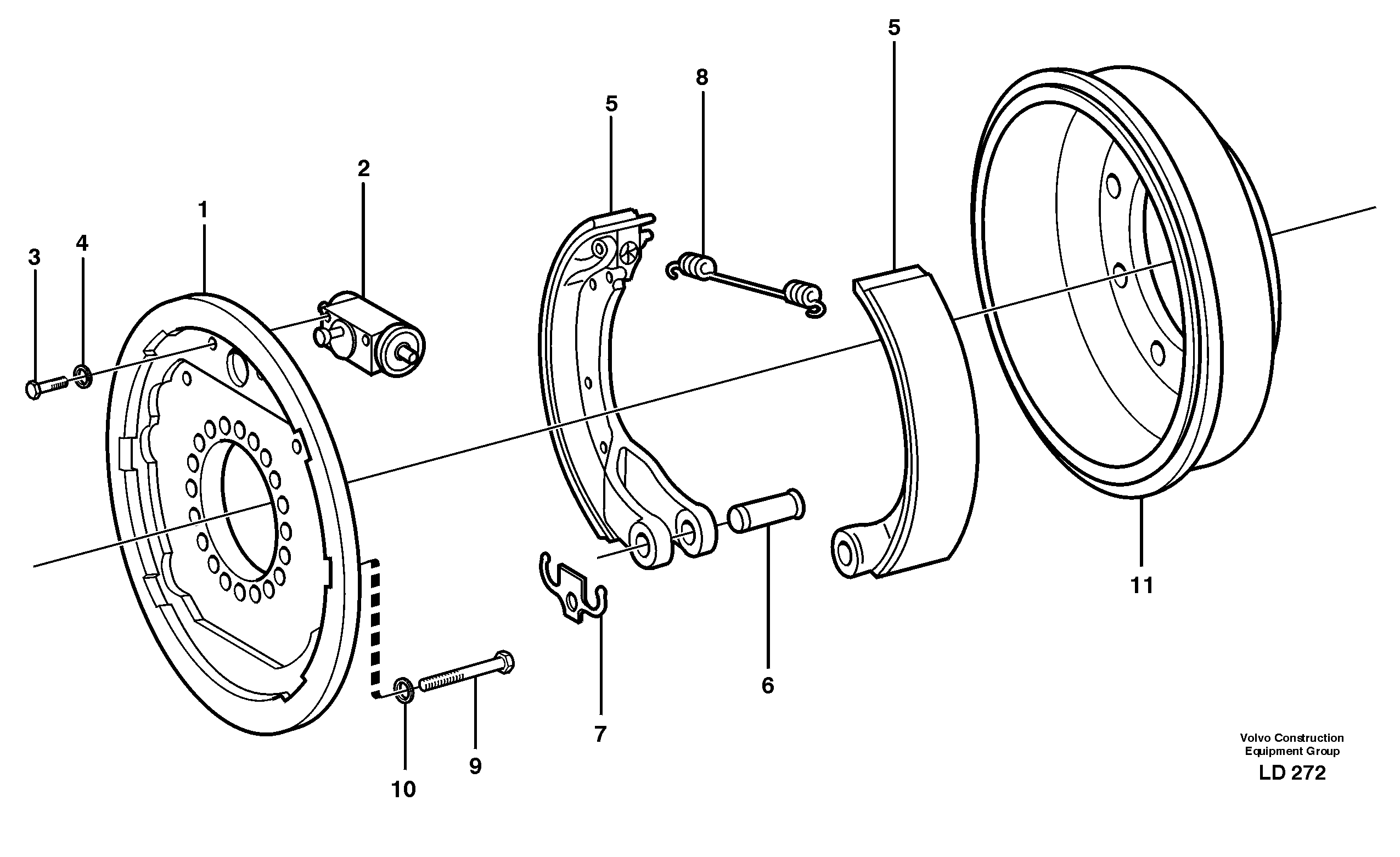 Drum brake, rear  14313047 — volvo parts diagram