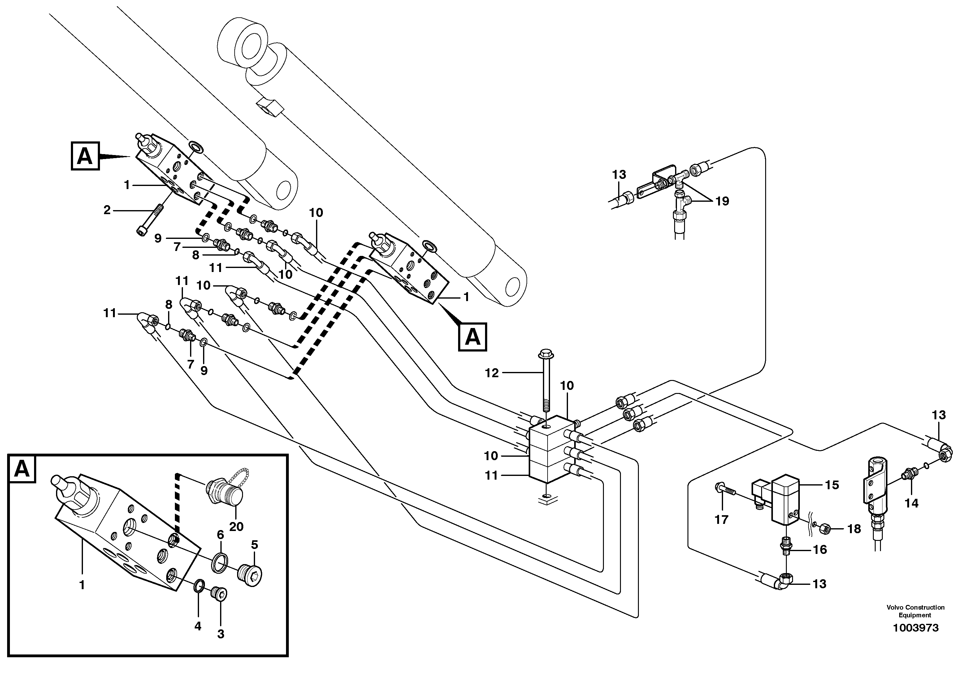 Hose rupture valve, boom cylinder — volvo parts diagram