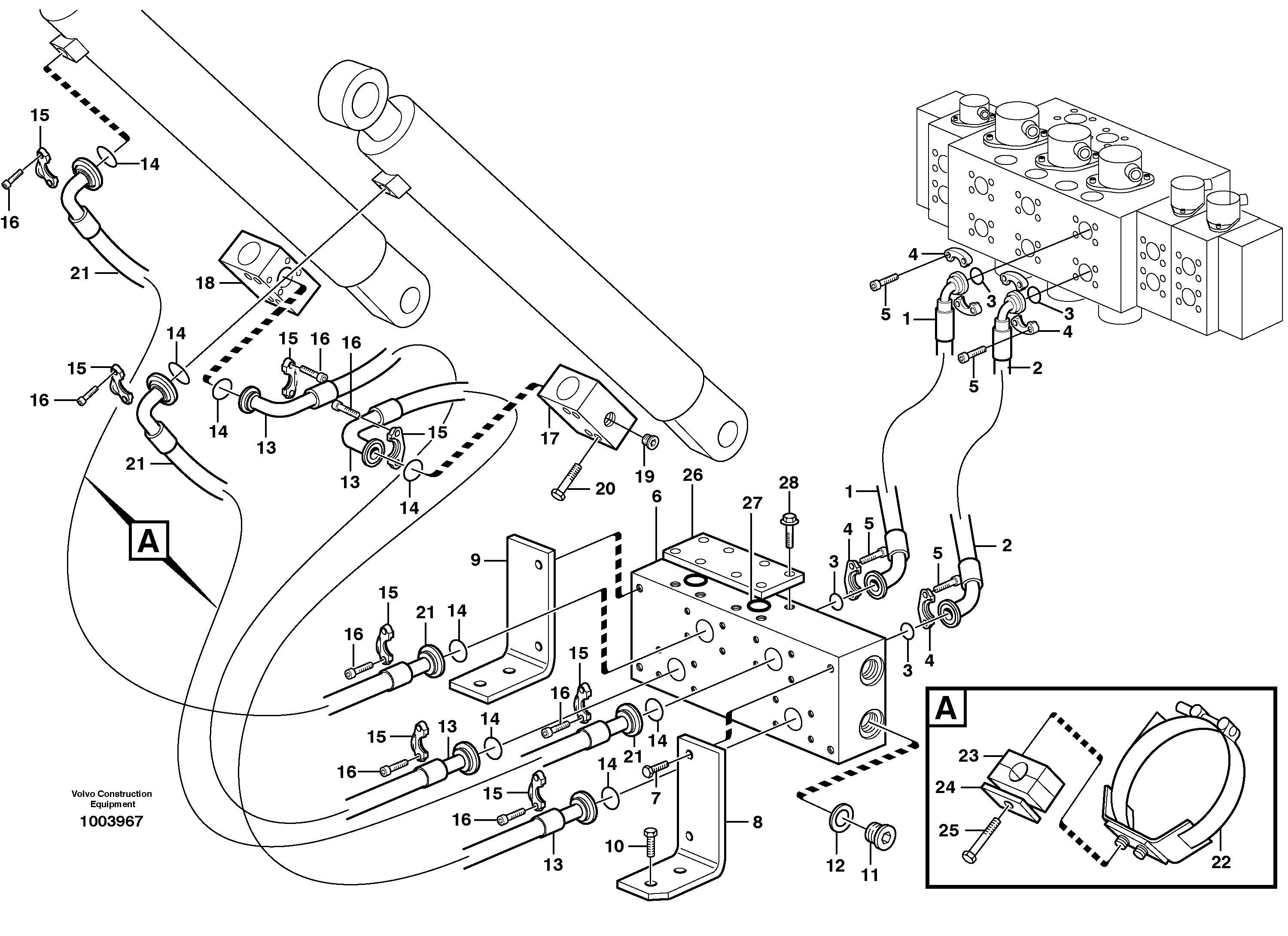 Hydraulic system, boom — volvo parts diagram