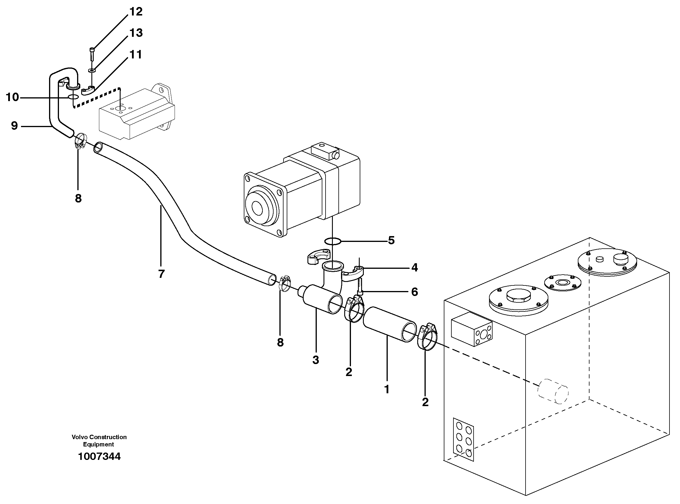 Hydraulic system suction lines — volvo parts diagram