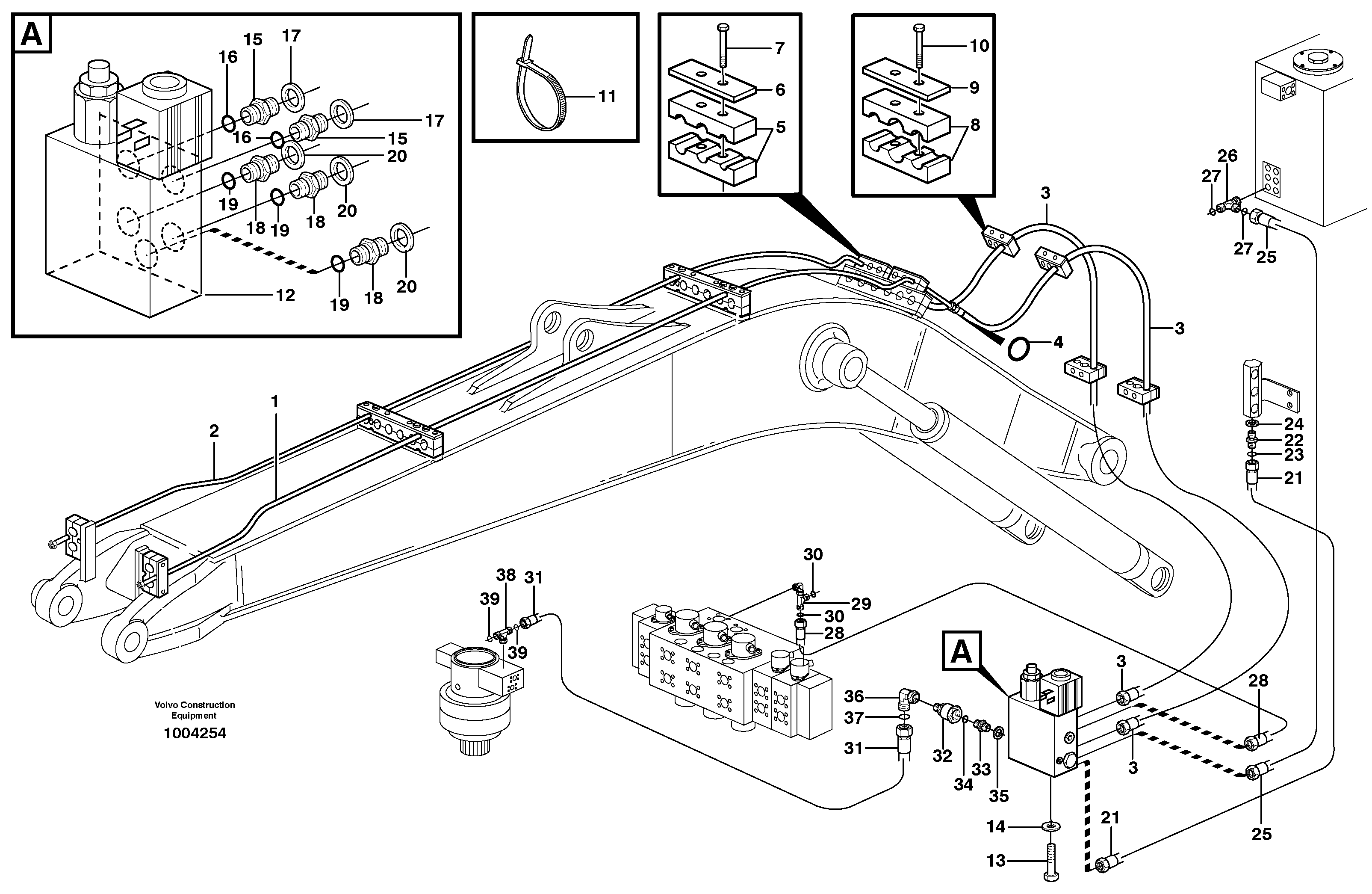 Hydr. quick fit equipm. on mono boom  14313039, 5,0M — volvo parts diagram