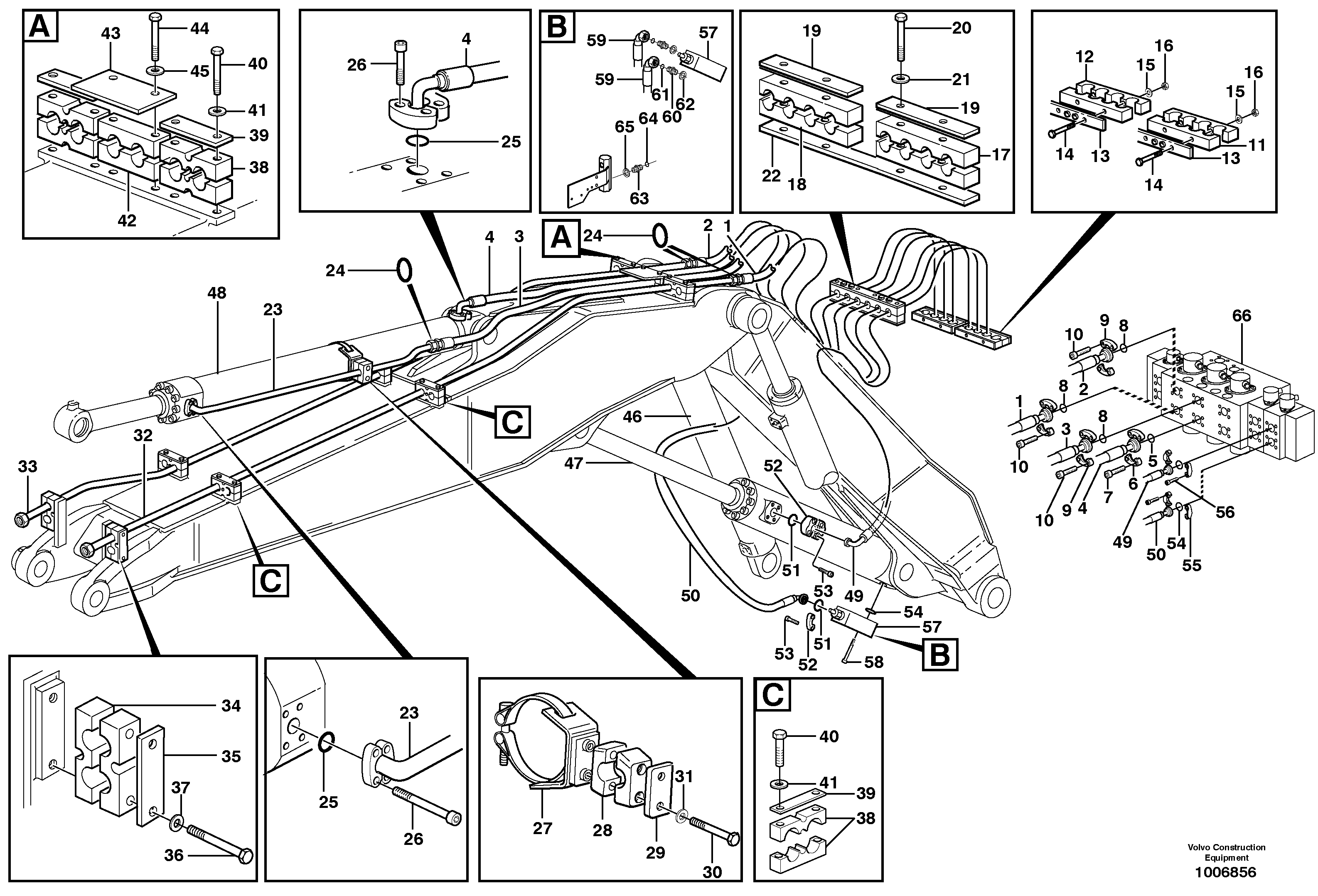 Hydraulic system adjustable boom  14313025 — volvo parts diagram