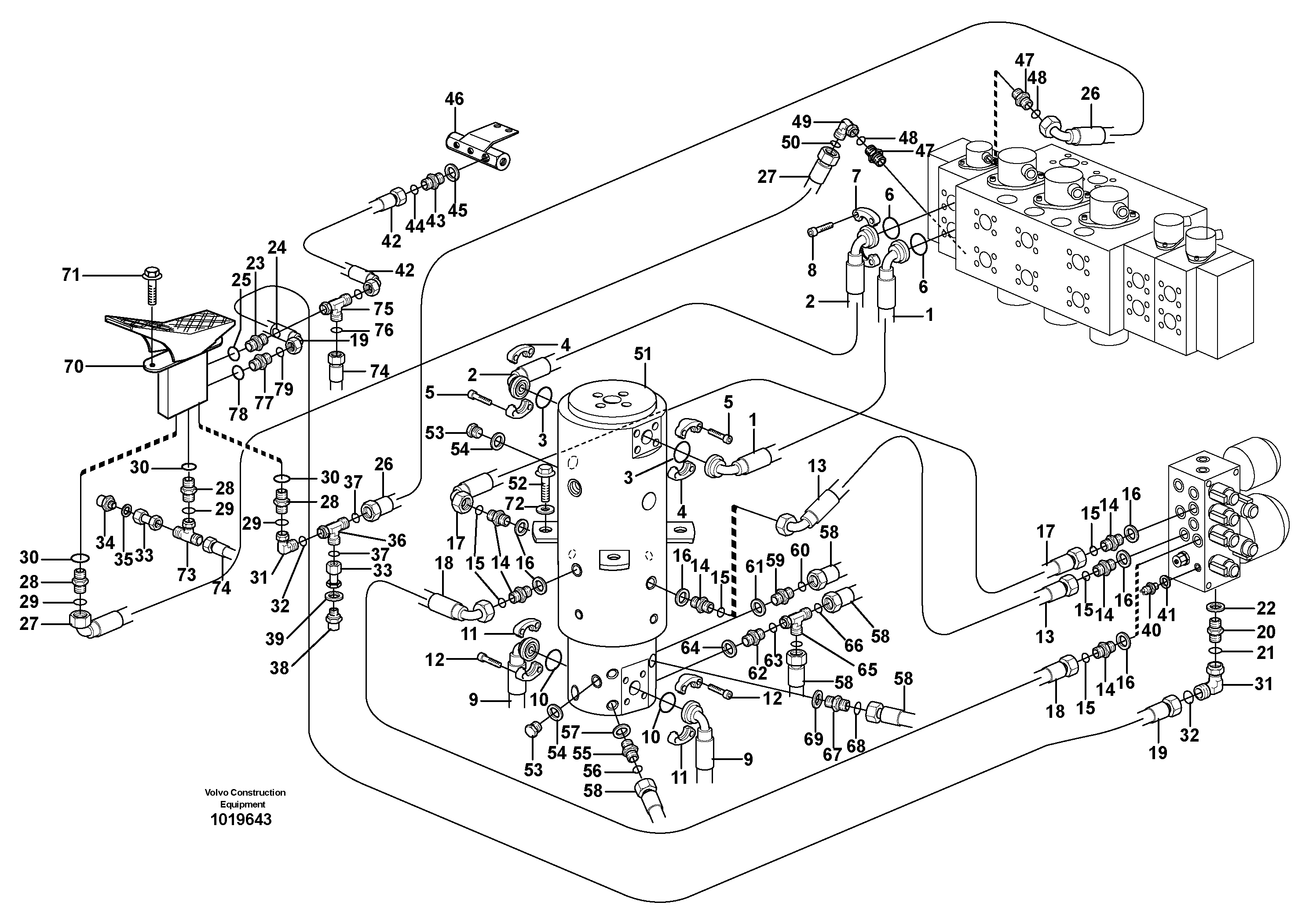 Hydraulic system, transport in uppercarrige — volvo parts diagram