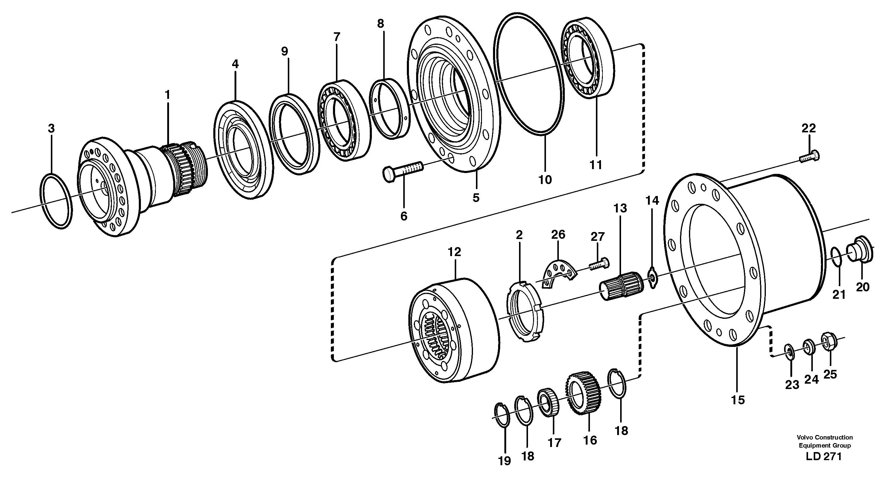 Hub retainer and planet carrier  14377730 — volvo parts diagram