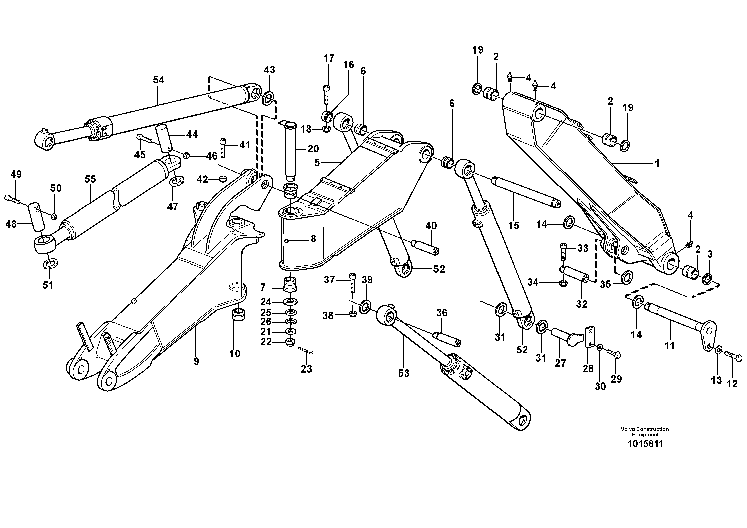Backhoe boom, offset, 2pcs  14313103 — volvo parts diagram
