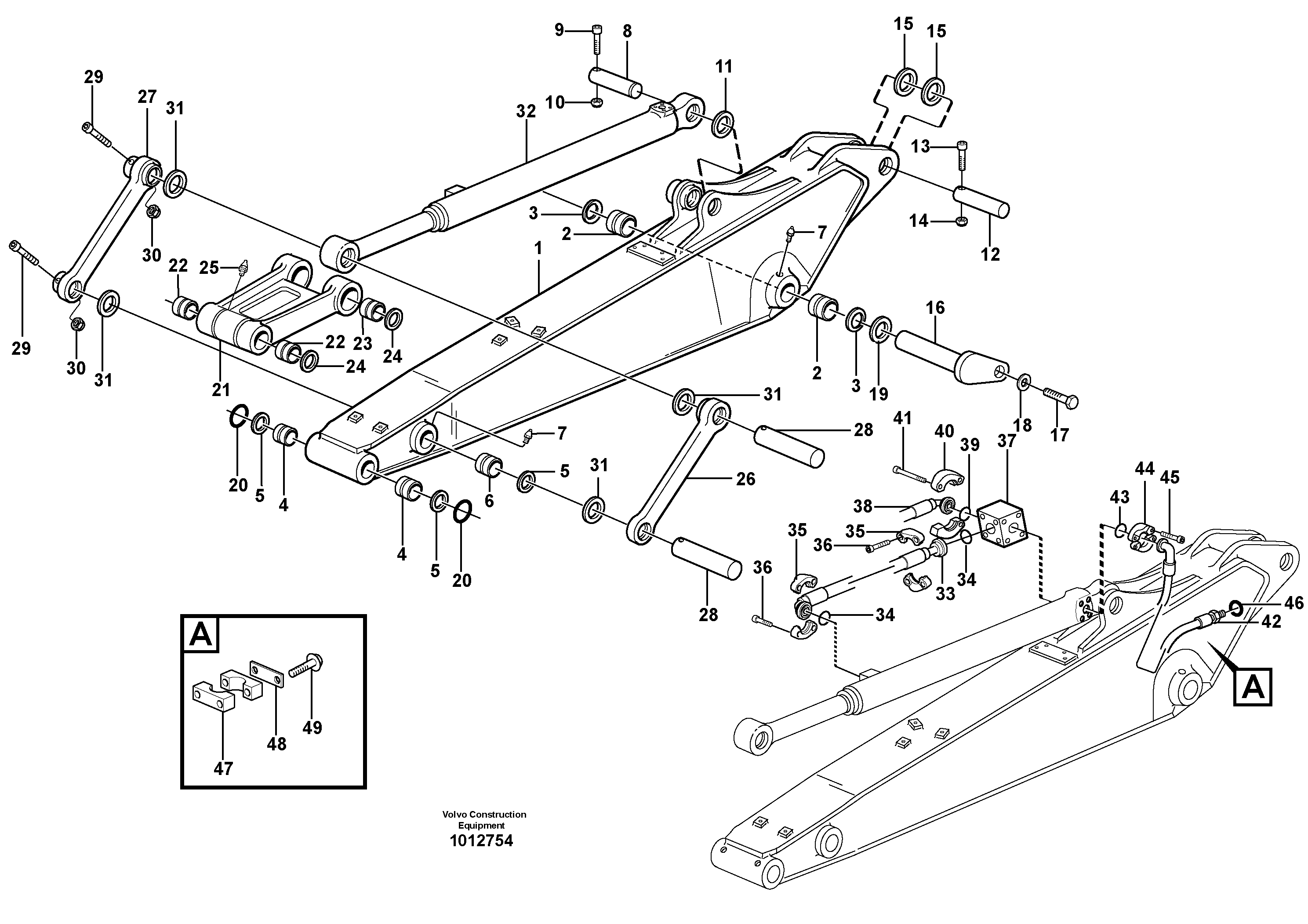 Dipper arm incl. connect.  14314000, 14314001, 14314002 — volvo parts diagram